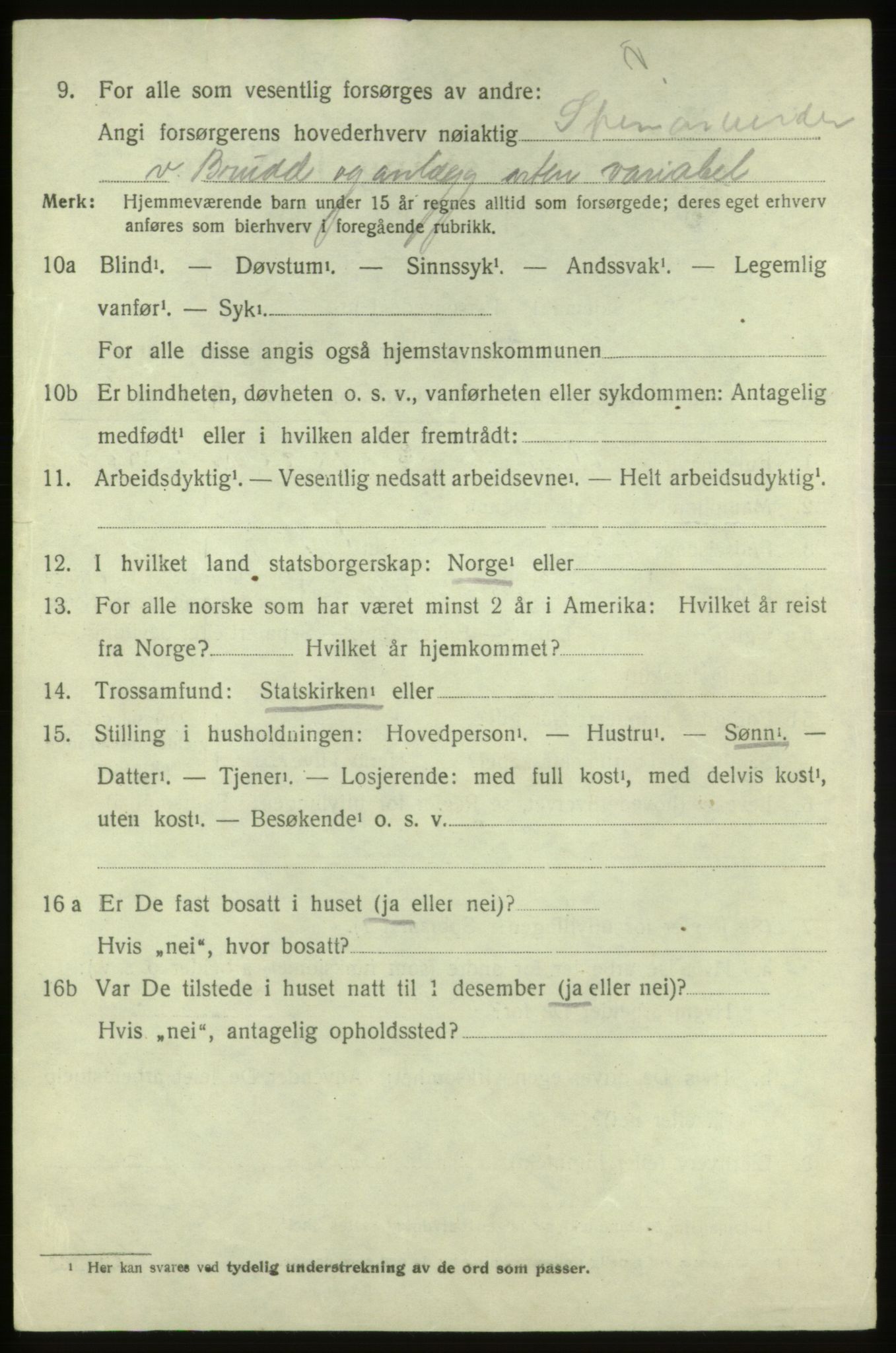 SAB, 1920 census for Sveio, 1920, p. 2977