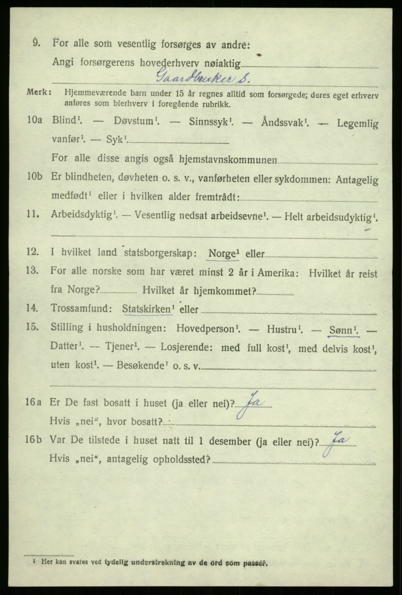 SAB, 1920 census for Sogndal, 1920, p. 6262