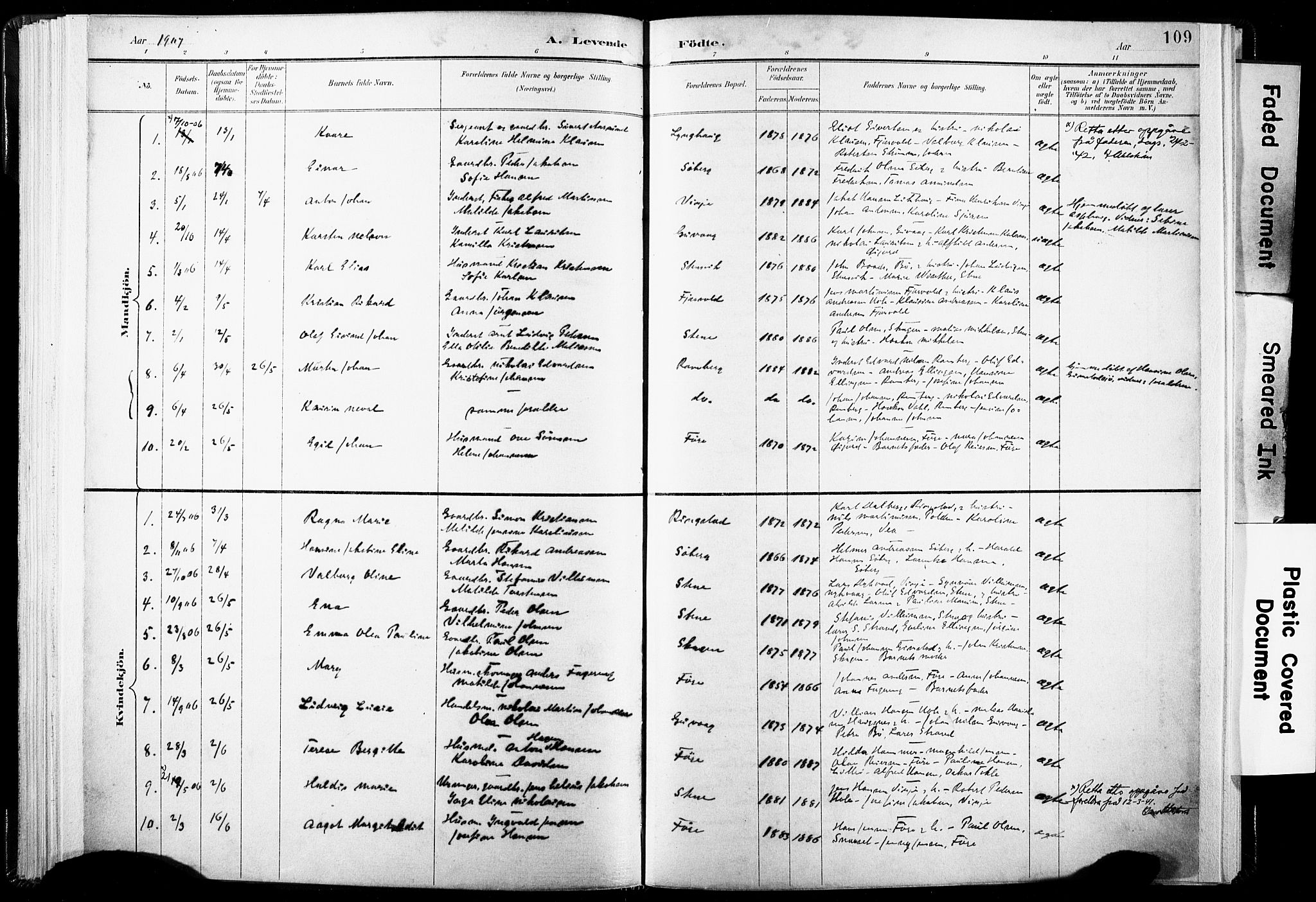 Ministerialprotokoller, klokkerbøker og fødselsregistre - Nordland, SAT/A-1459/891/L1304: Parish register (official) no. 891A09, 1895-1921, p. 109