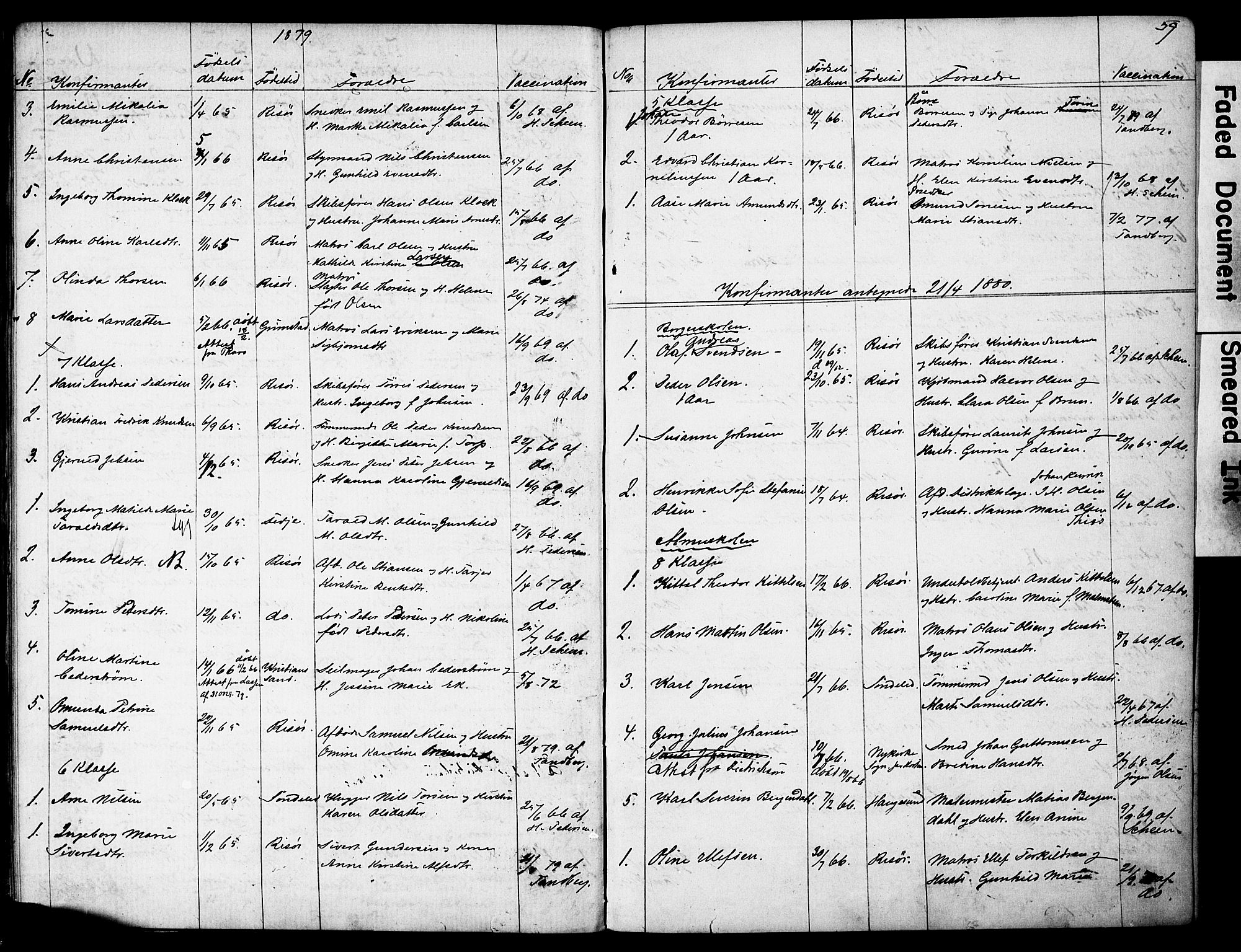 Risør sokneprestkontor, SAK/1111-0035/F/Fe/L0002: Banns register no. A VI 2, 1875-1881, p. 59