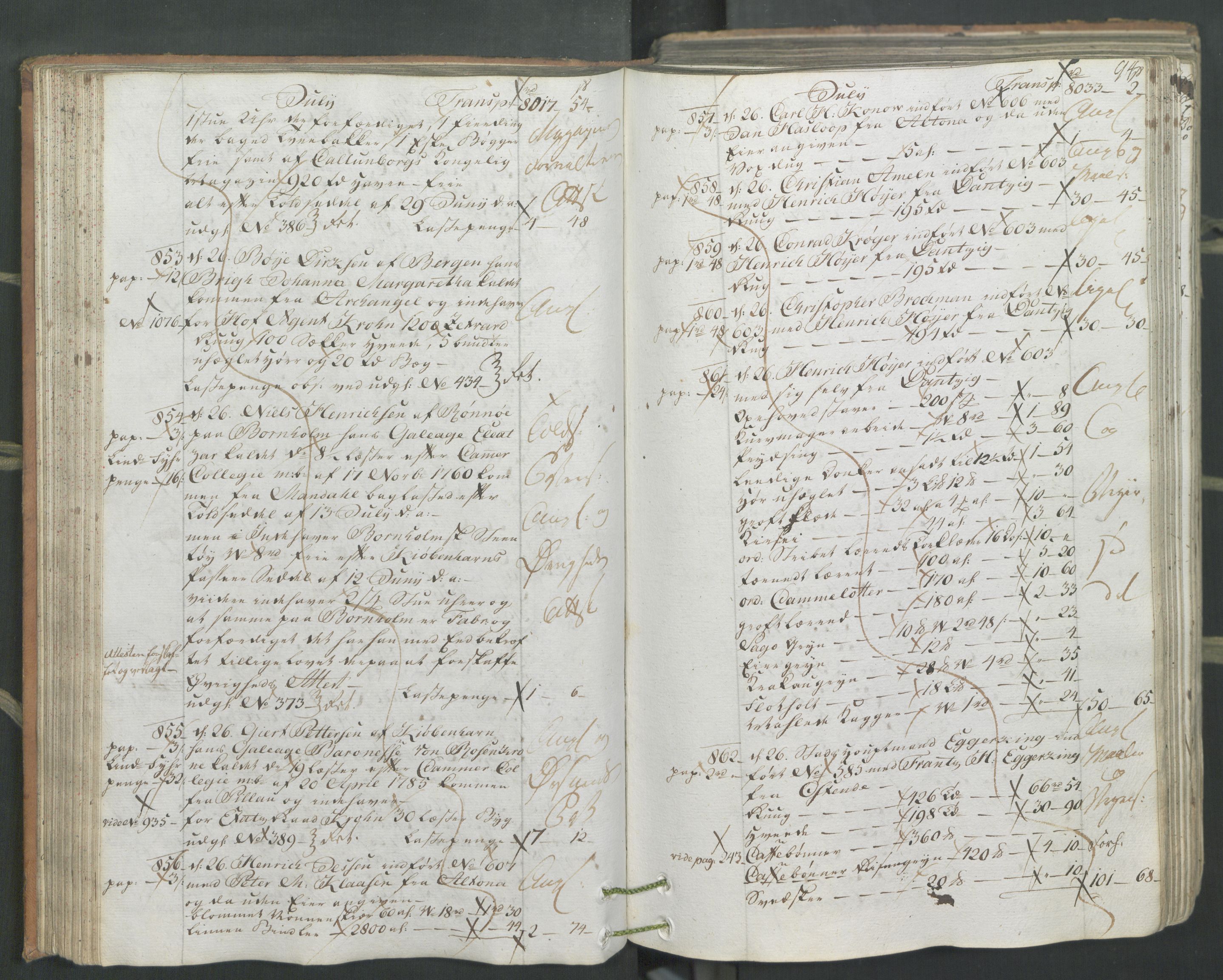 Generaltollkammeret, tollregnskaper, AV/RA-EA-5490/R26/L0222/0001: Tollregnskaper Bergen A / Inngående hovedtollbok, 1786, p. 93b-94a