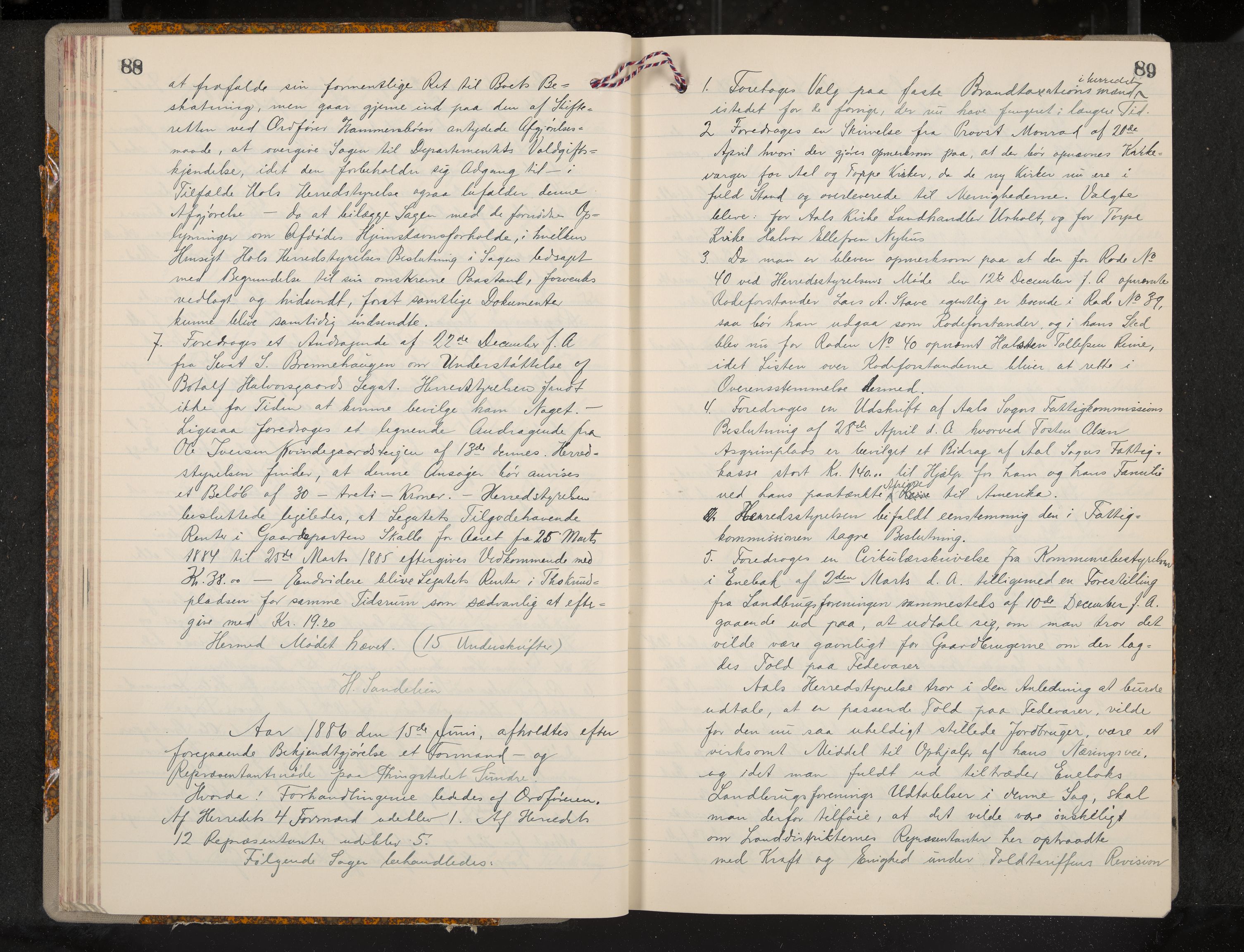 Ål formannskap og sentraladministrasjon, IKAK/0619021/A/Aa/L0004: Utskrift av møtebok, 1881-1901, p. 88-89