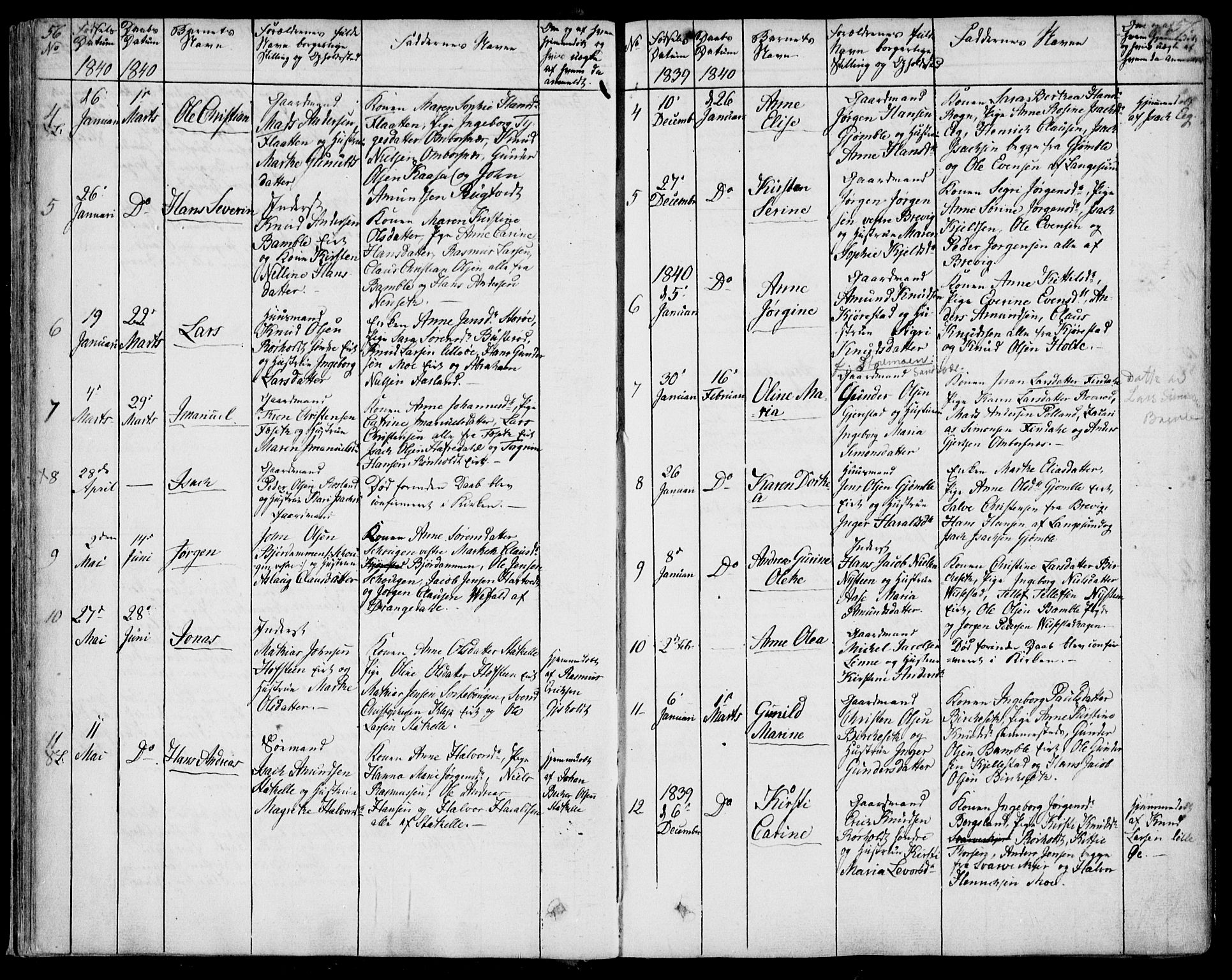 Bamble kirkebøker, SAKO/A-253/F/Fa/L0004: Parish register (official) no. I 4, 1834-1853, p. 56-57