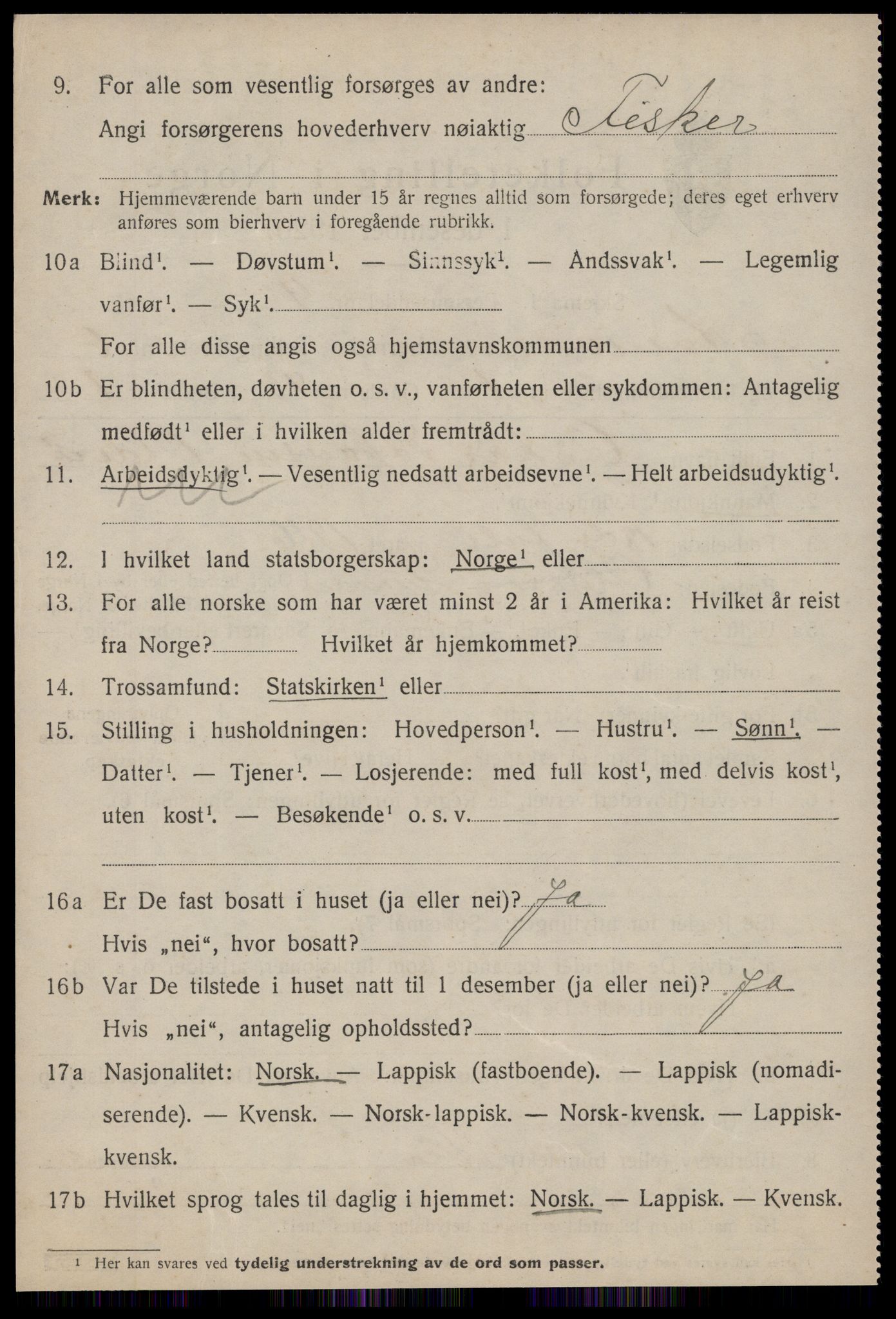 SAT, 1920 census for Kvenvær, 1920, p. 2111