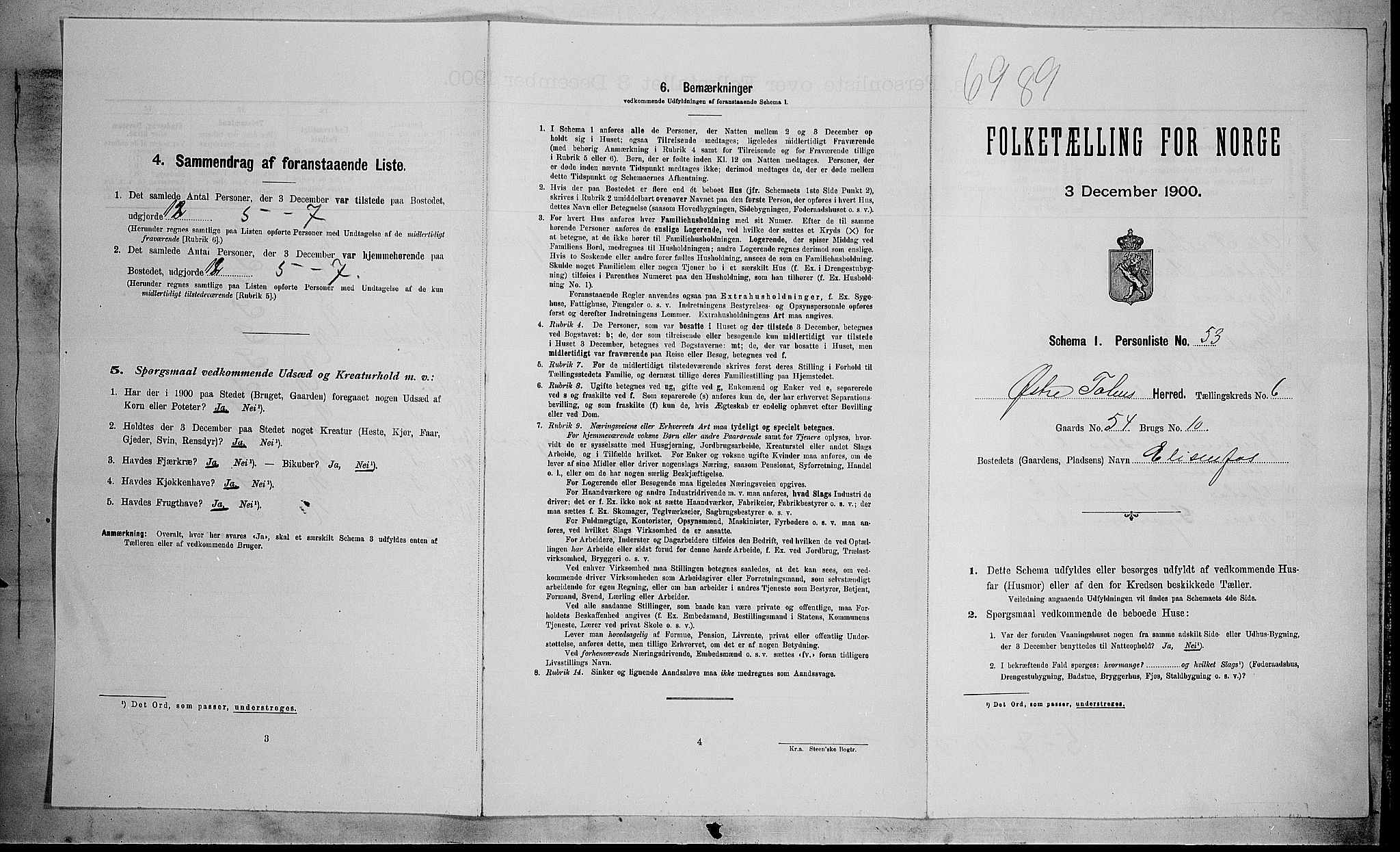 SAH, 1900 census for Østre Toten, 1900, p. 1504