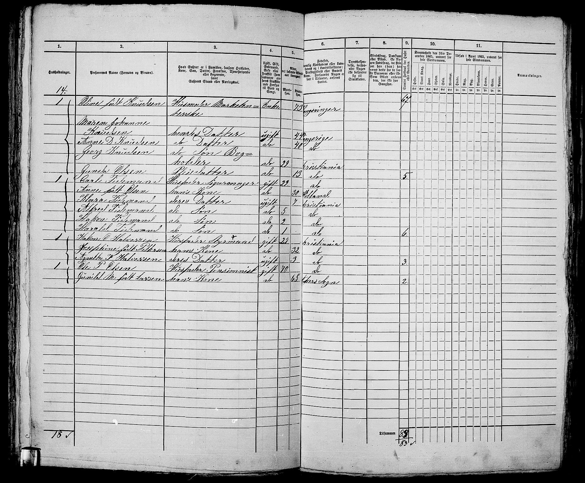 RA, 1865 census for Kristiania, 1865, p. 1344