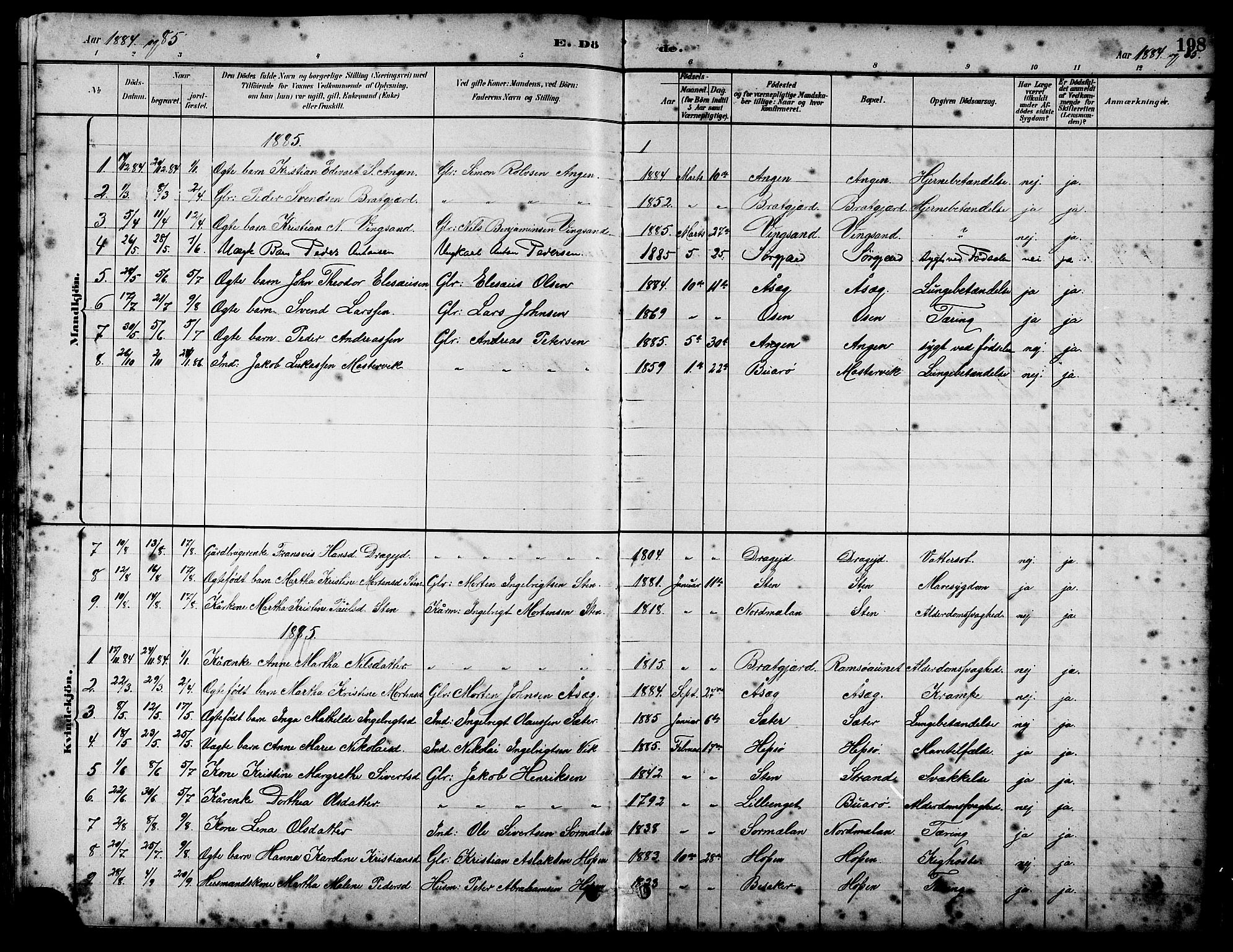 Ministerialprotokoller, klokkerbøker og fødselsregistre - Sør-Trøndelag, SAT/A-1456/658/L0726: Parish register (copy) no. 658C02, 1883-1908, p. 198