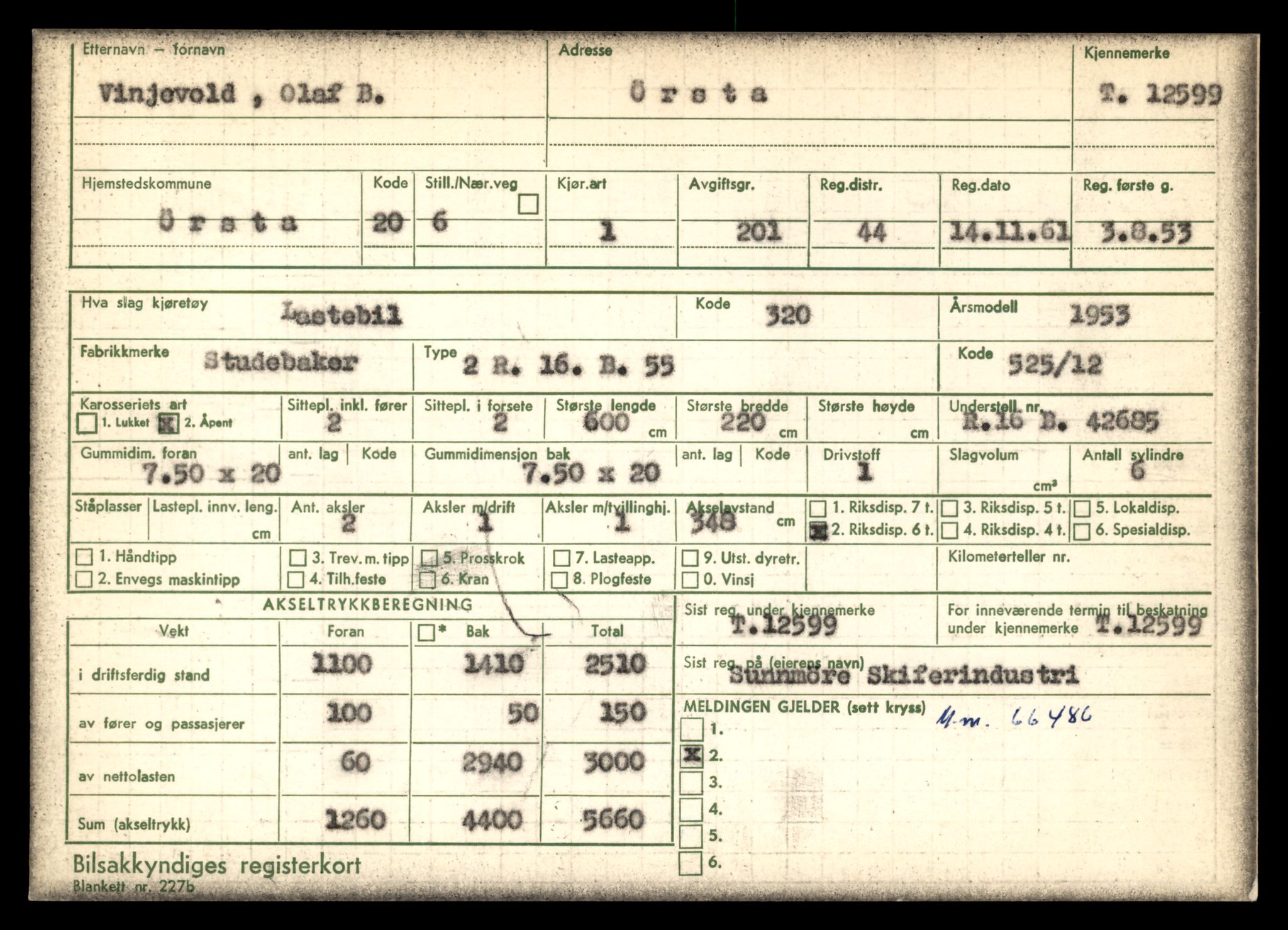 Møre og Romsdal vegkontor - Ålesund trafikkstasjon, AV/SAT-A-4099/F/Fe/L0034: Registreringskort for kjøretøy T 12500 - T 12652, 1927-1998, p. 1940