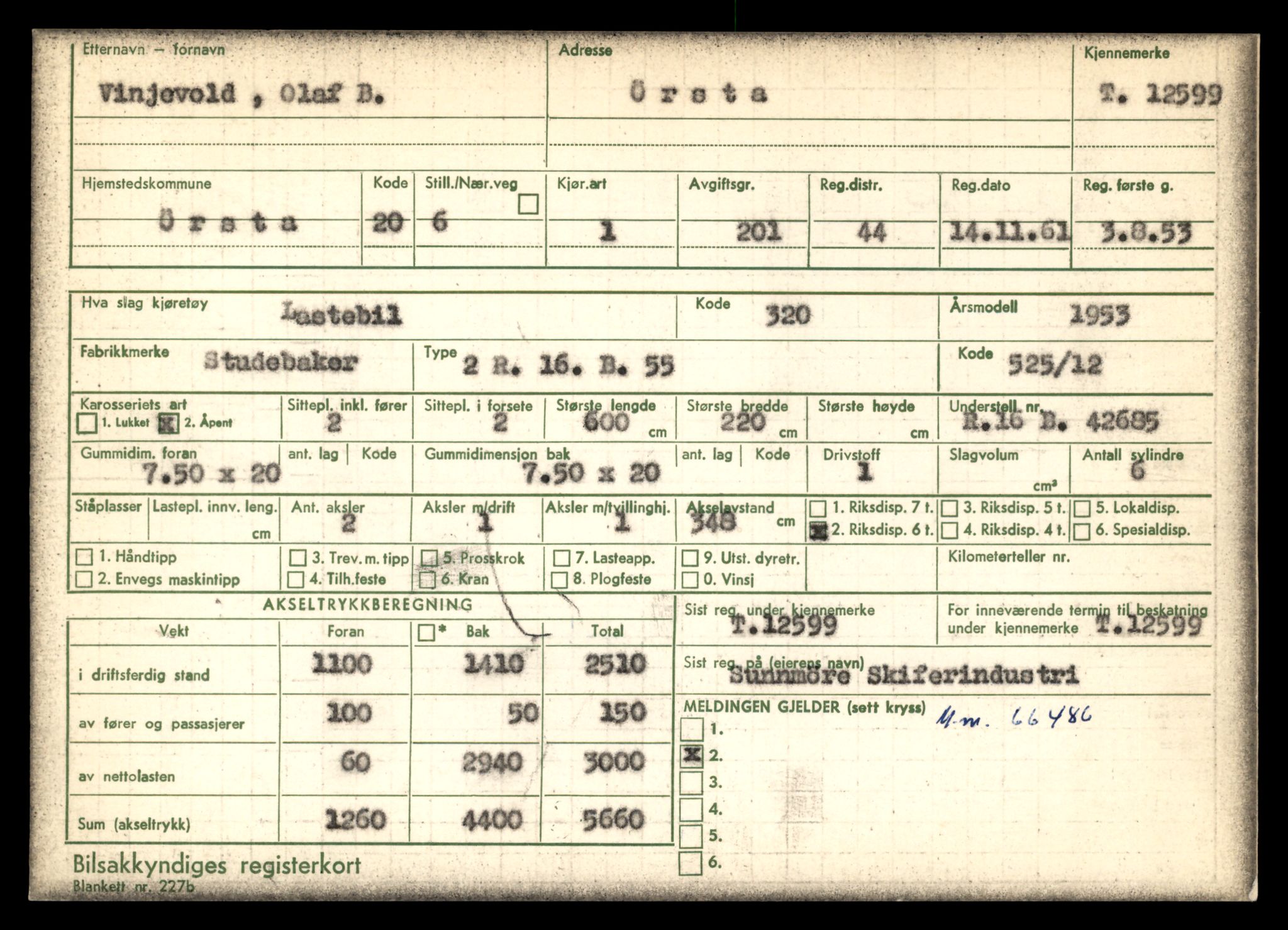 Møre og Romsdal vegkontor - Ålesund trafikkstasjon, SAT/A-4099/F/Fe/L0034: Registreringskort for kjøretøy T 12500 - T 12652, 1927-1998, p. 1940