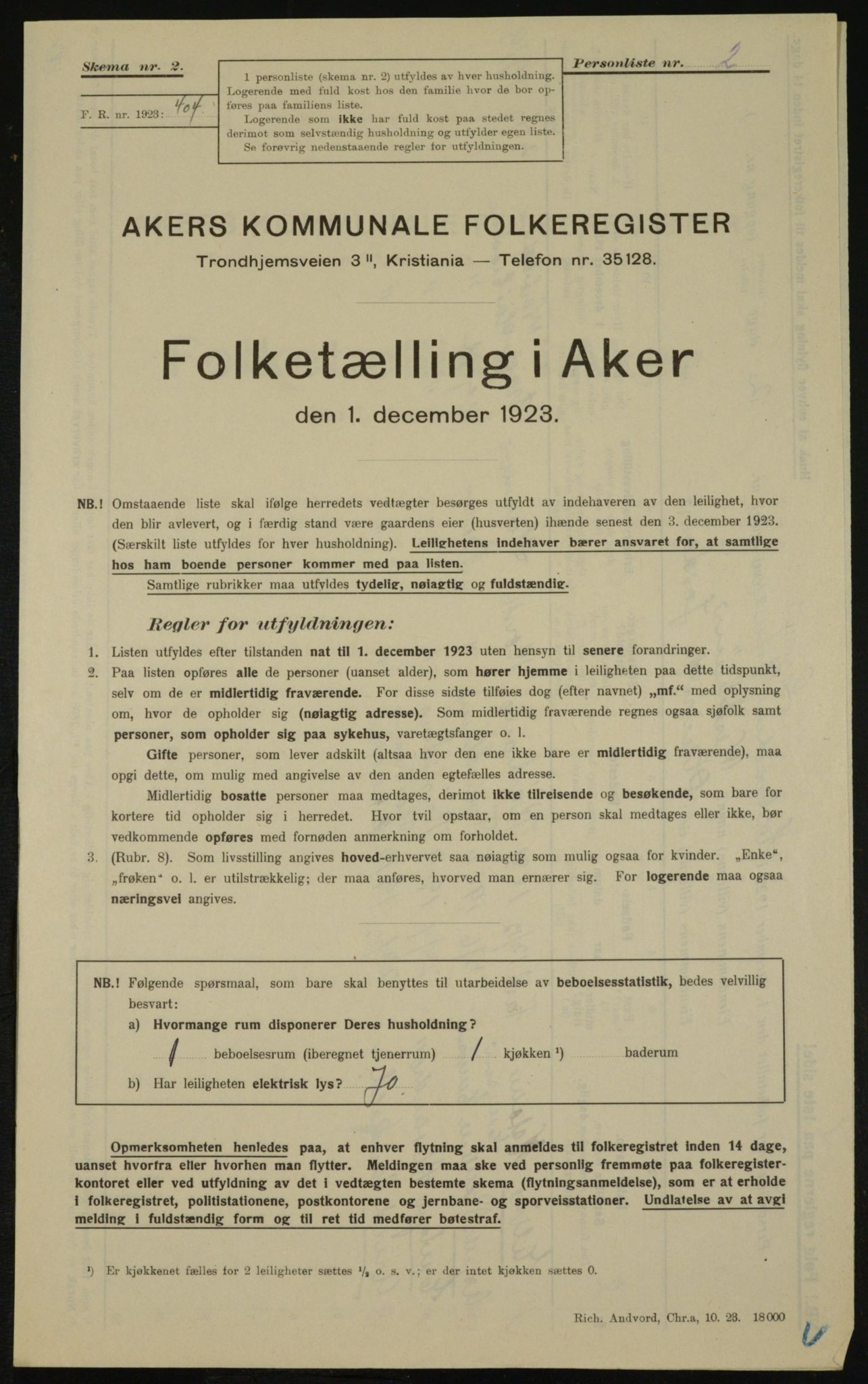 , Municipal Census 1923 for Aker, 1923, p. 25090