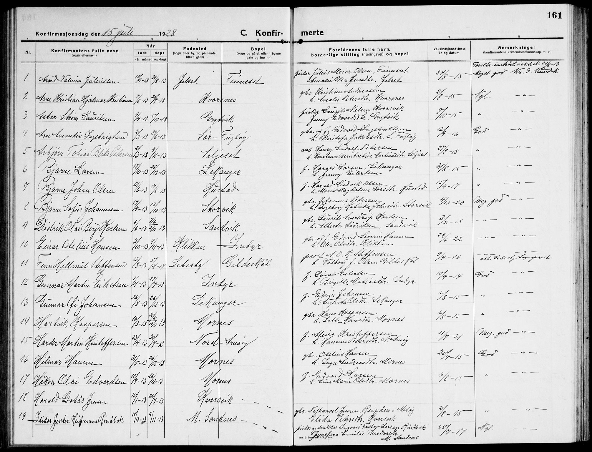 Ministerialprotokoller, klokkerbøker og fødselsregistre - Nordland, SAT/A-1459/805/L0111: Parish register (copy) no. 805C07, 1925-1943, p. 161