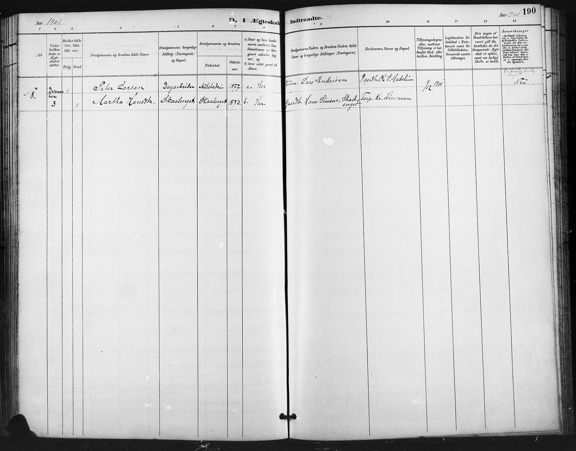 Vestre Gausdal prestekontor, SAH/PREST-094/H/Ha/Hab/L0003: Parish register (copy) no. 3, 1896-1925, p. 190