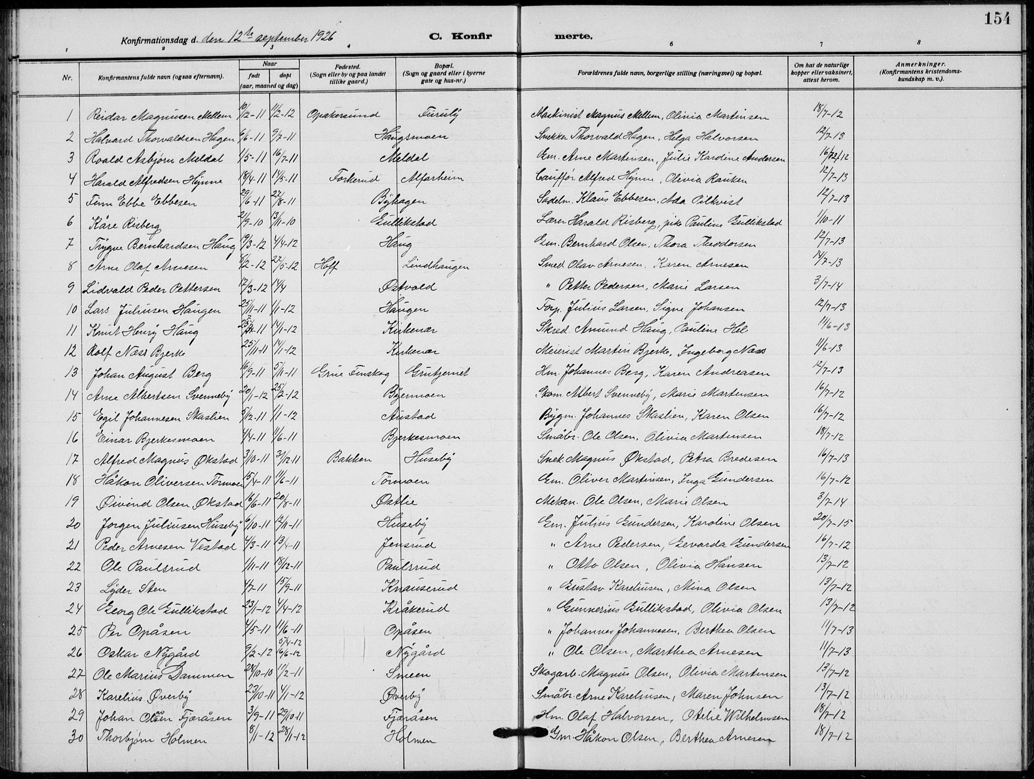 Grue prestekontor, AV/SAH-PREST-036/H/Ha/Hab/L0008: Parish register (copy) no. 8, 1921-1934, p. 154