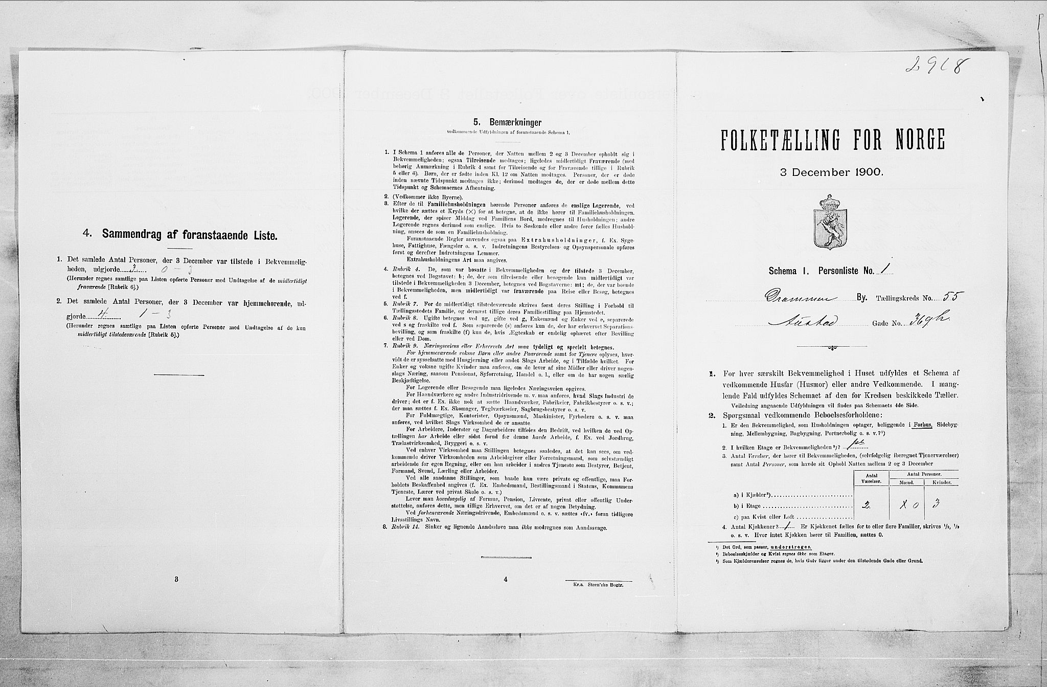 RA, 1900 census for Drammen, 1900, p. 9557