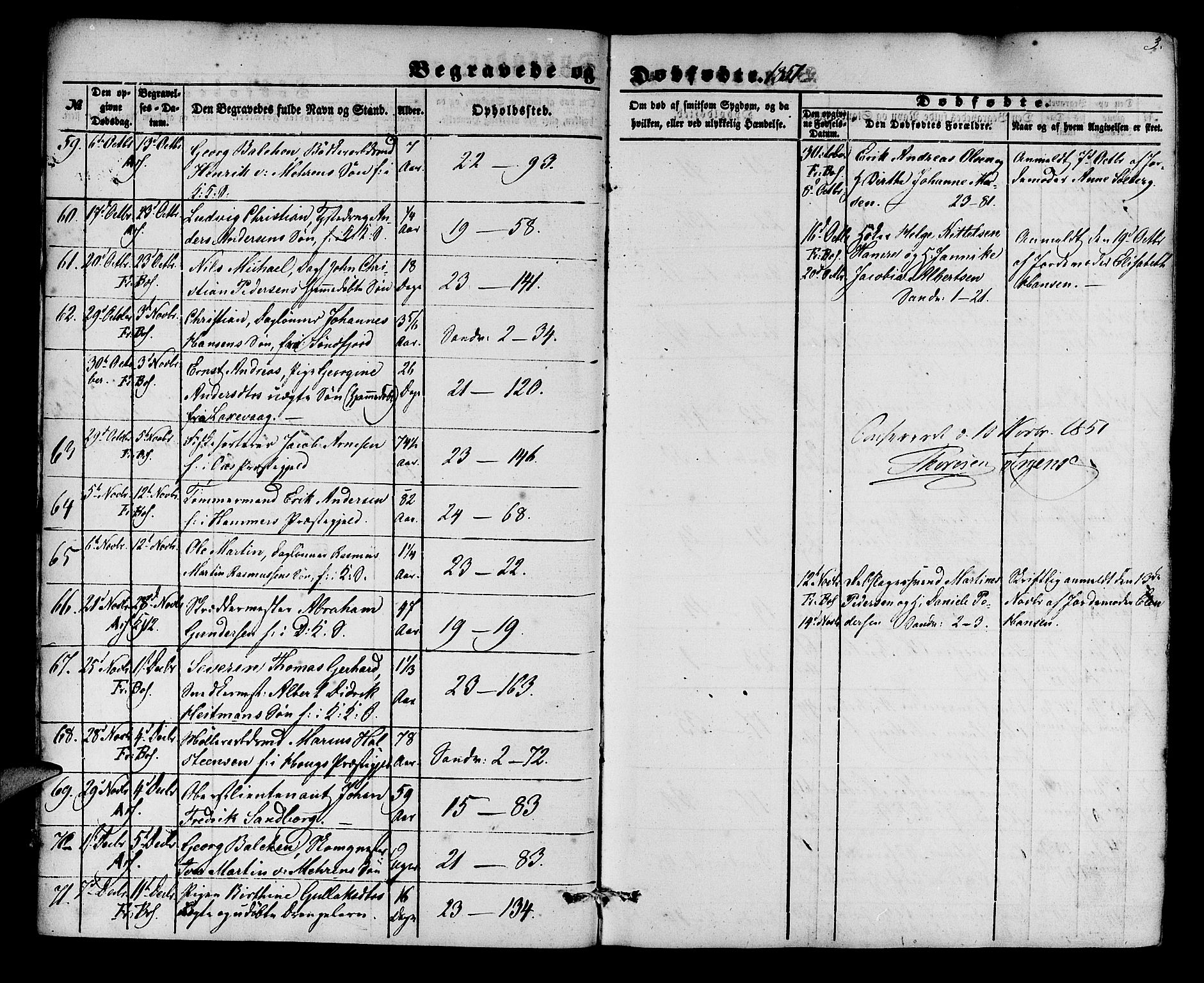 Korskirken sokneprestembete, SAB/A-76101/H/Hab: Parish register (copy) no. E 2, 1851-1871, p. 3