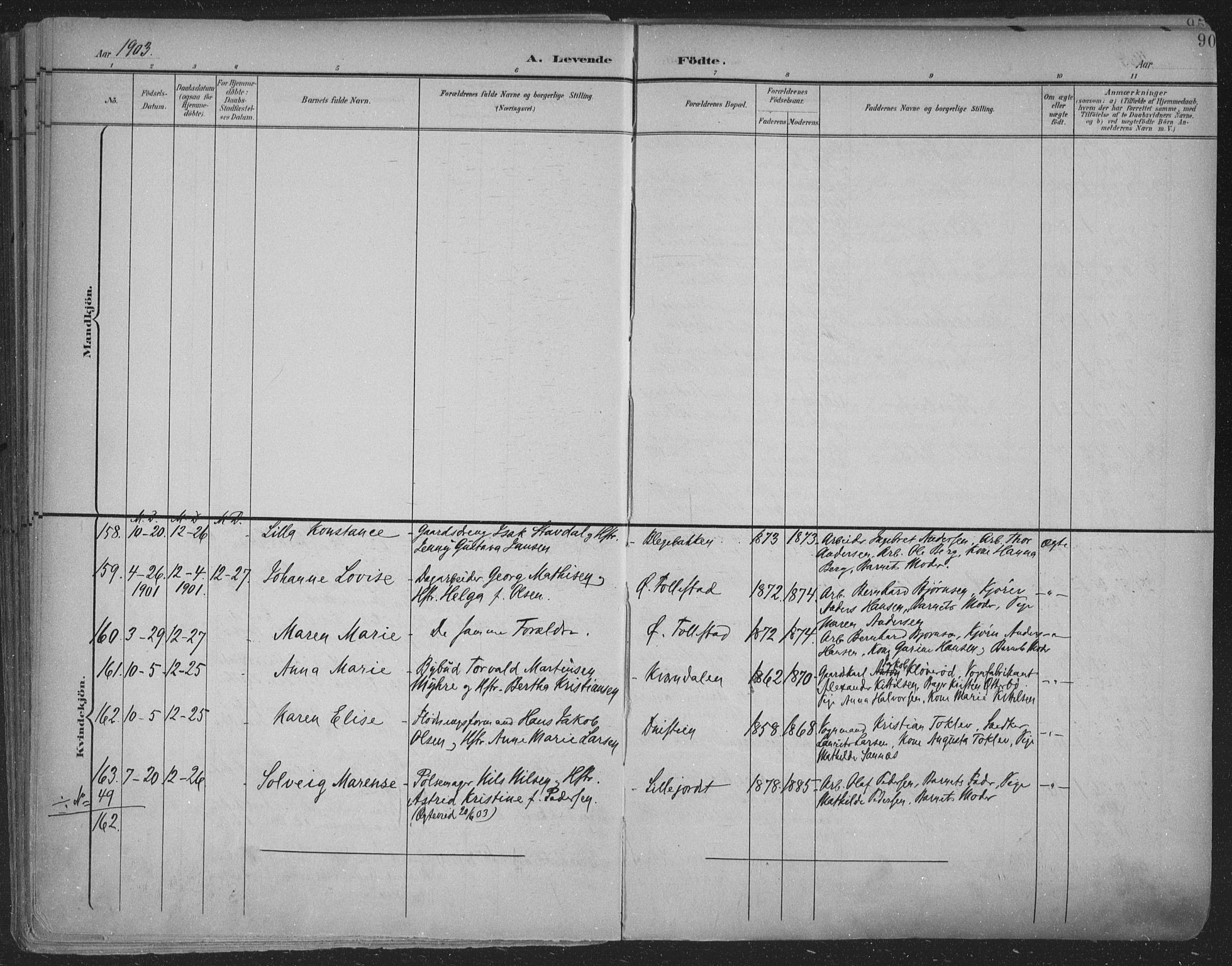 Skien kirkebøker, AV/SAKO-A-302/F/Fa/L0011: Parish register (official) no. 11, 1900-1907, p. 90