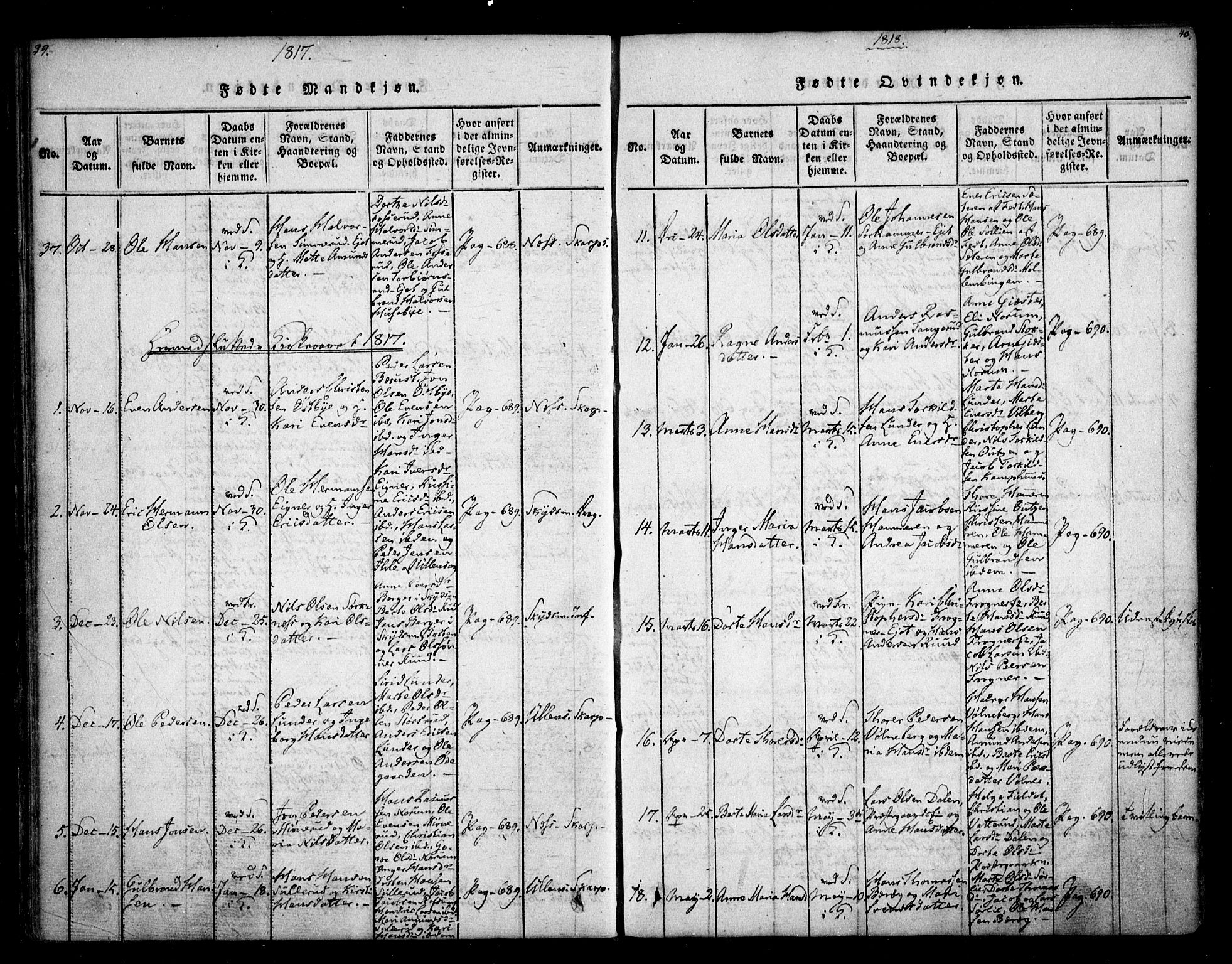 Sørum prestekontor Kirkebøker, AV/SAO-A-10303/F/Fa/L0003: Parish register (official) no. I 3, 1814-1829, p. 39-40