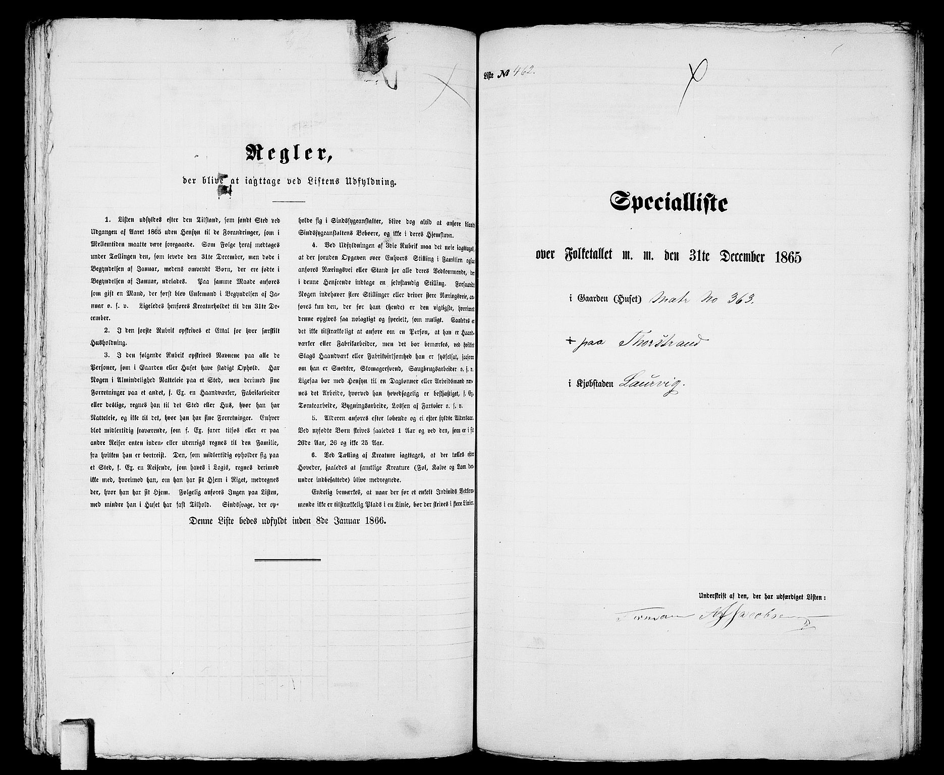 RA, 1865 census for Larvik, 1865, p. 948