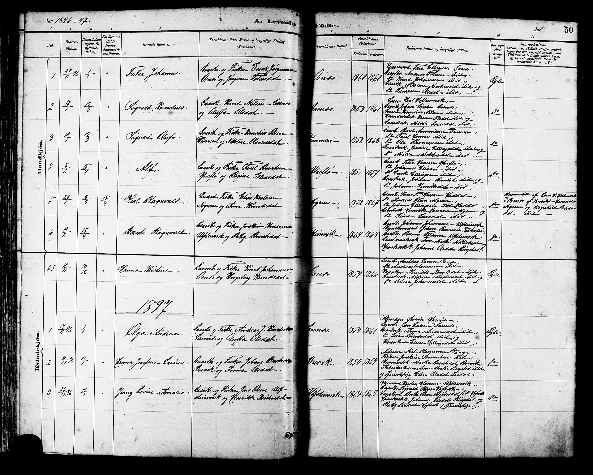 Ministerialprotokoller, klokkerbøker og fødselsregistre - Møre og Romsdal, AV/SAT-A-1454/509/L0112: Parish register (copy) no. 509C02, 1883-1922, p. 50