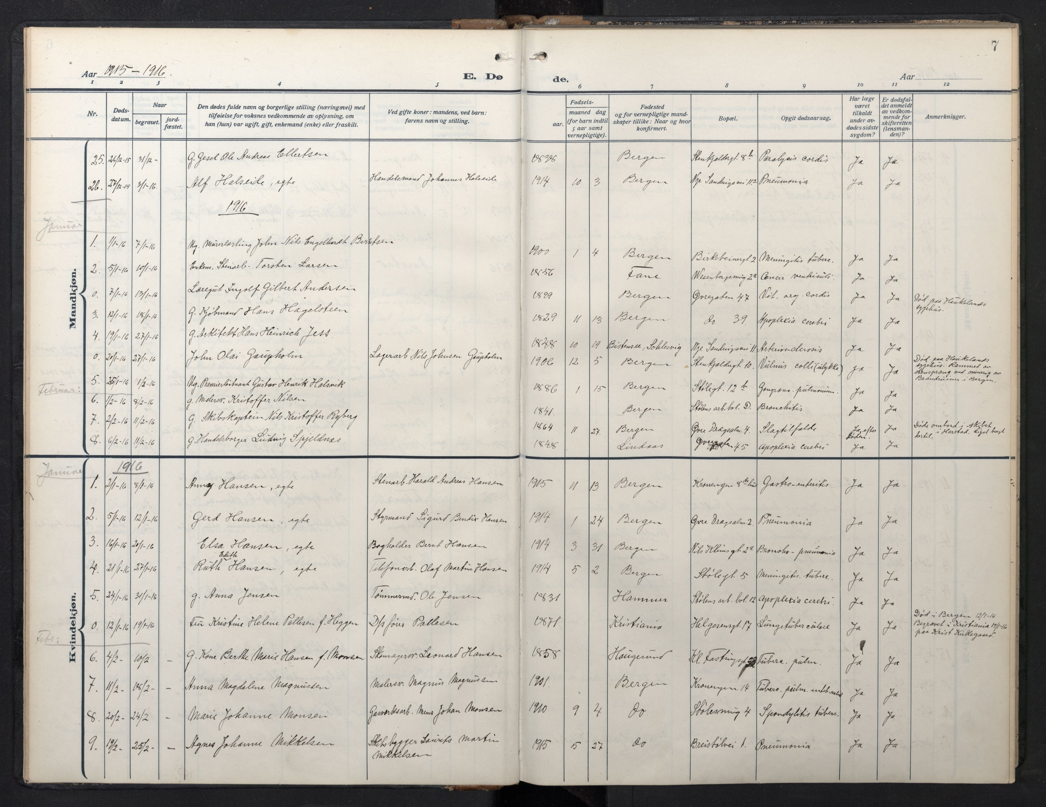 Mariakirken Sokneprestembete, SAB/A-76901/H/Hab/L0013: Parish register (copy) no. A 13, 1914-1953, p. 6b-7a