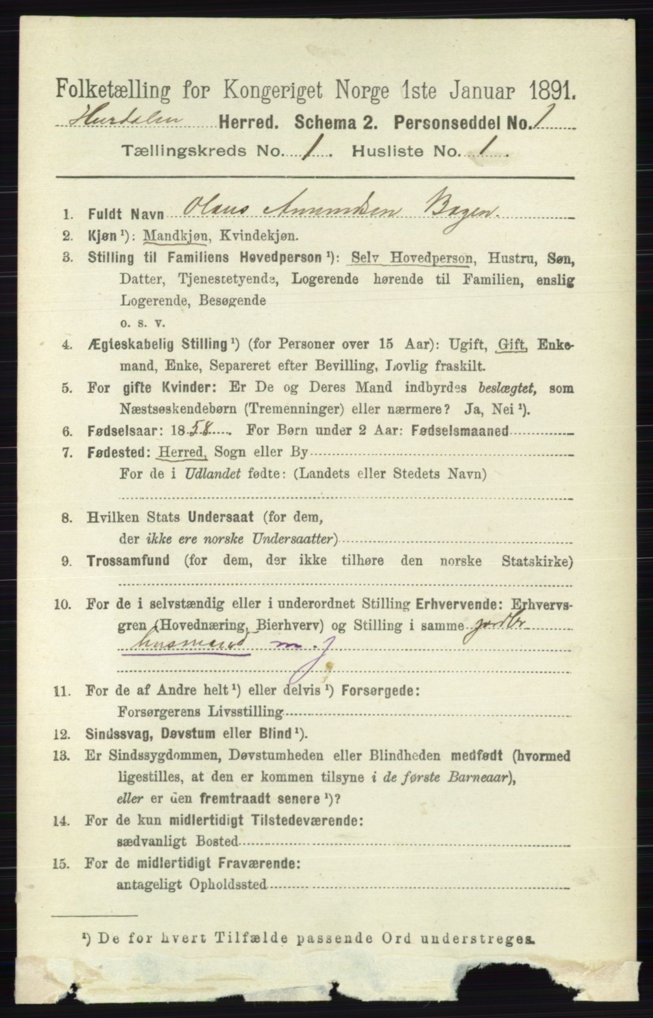 RA, 1891 census for 0239 Hurdal, 1891, p. 78