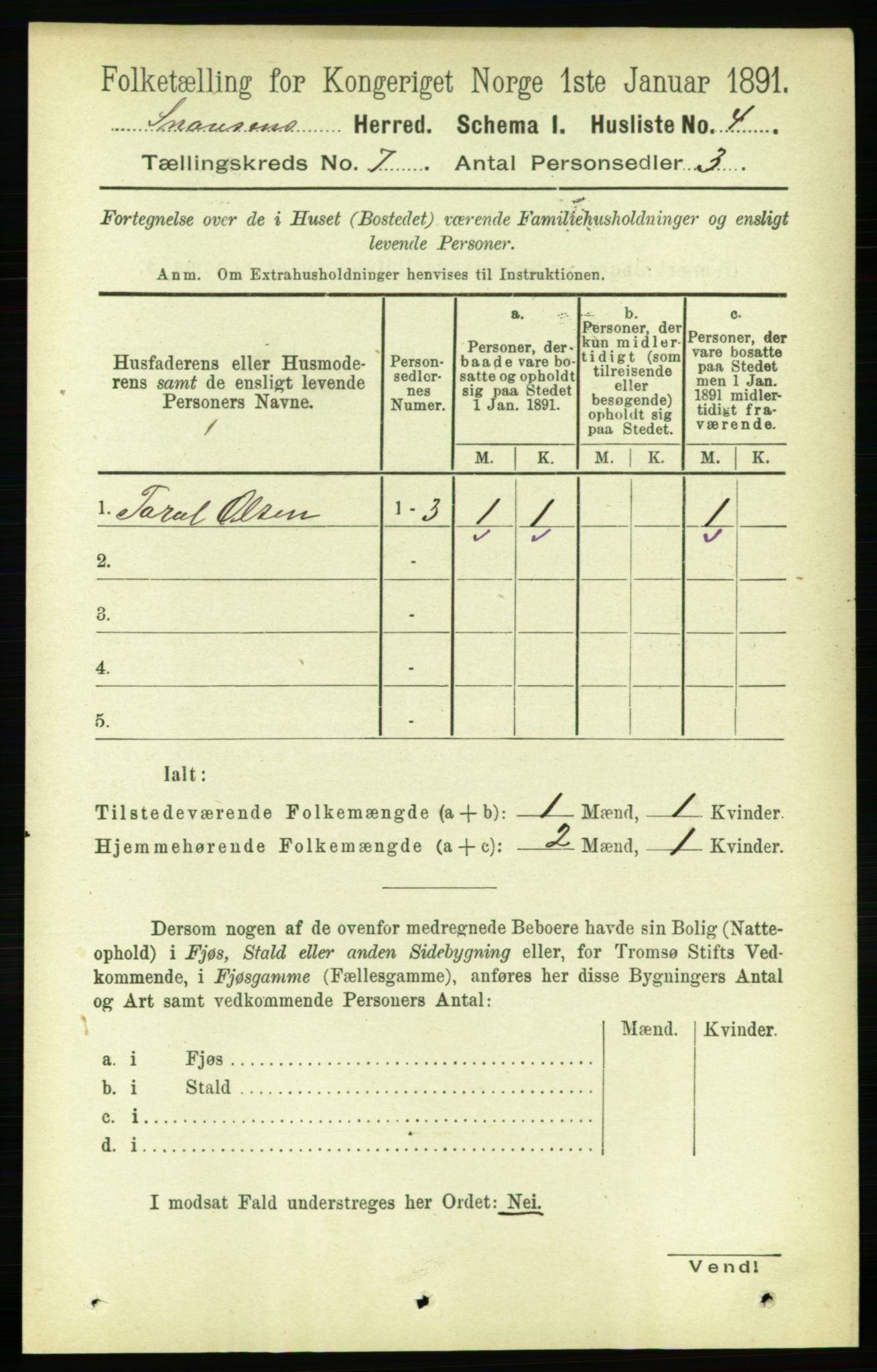 RA, 1891 census for 1736 Snåsa, 1891, p. 2278