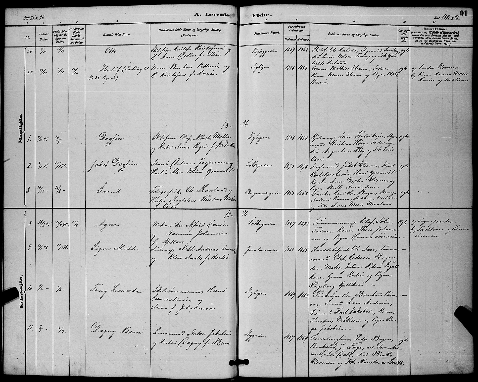 Sandefjord kirkebøker, SAKO/A-315/G/Ga/L0001: Parish register (copy) no. 1, 1885-1903, p. 91