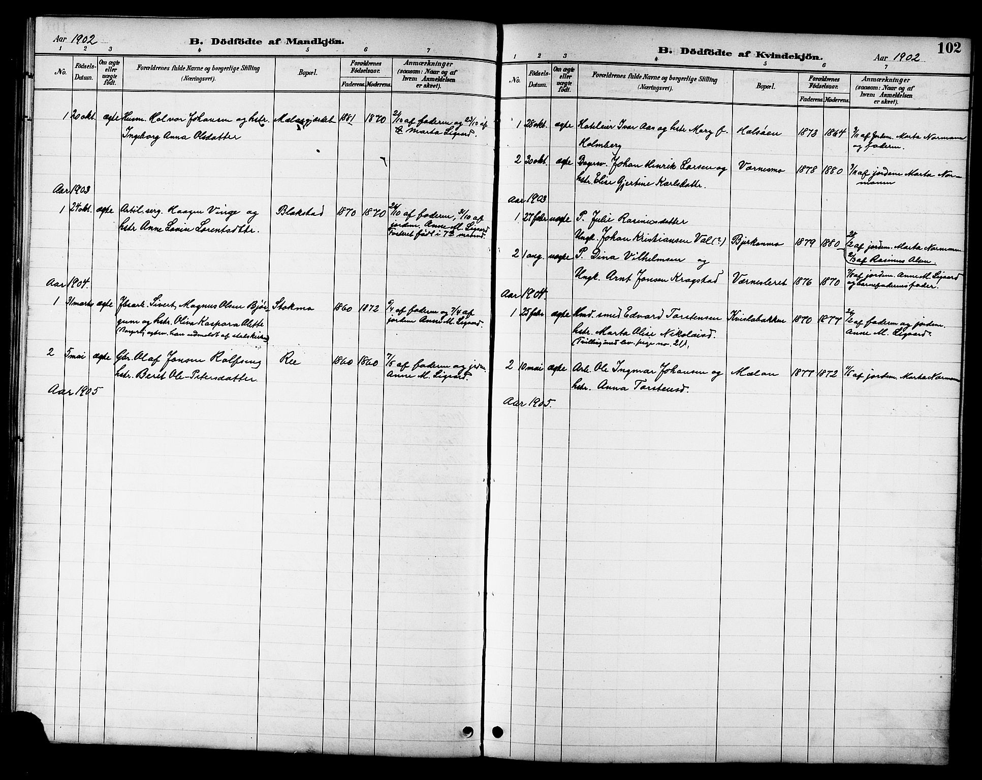 Ministerialprotokoller, klokkerbøker og fødselsregistre - Nord-Trøndelag, SAT/A-1458/709/L0087: Parish register (copy) no. 709C01, 1892-1913, p. 102