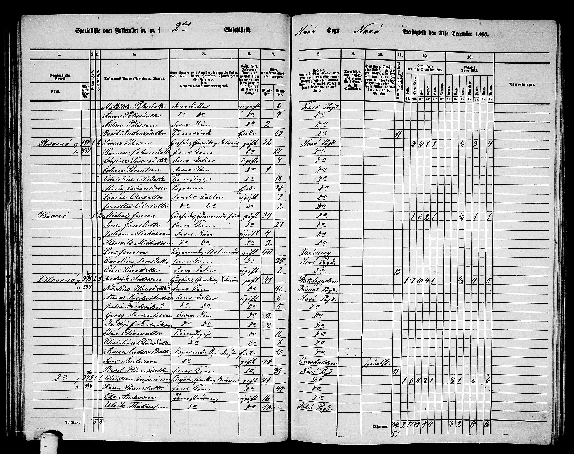 RA, 1865 census for Nærøy, 1865, p. 54