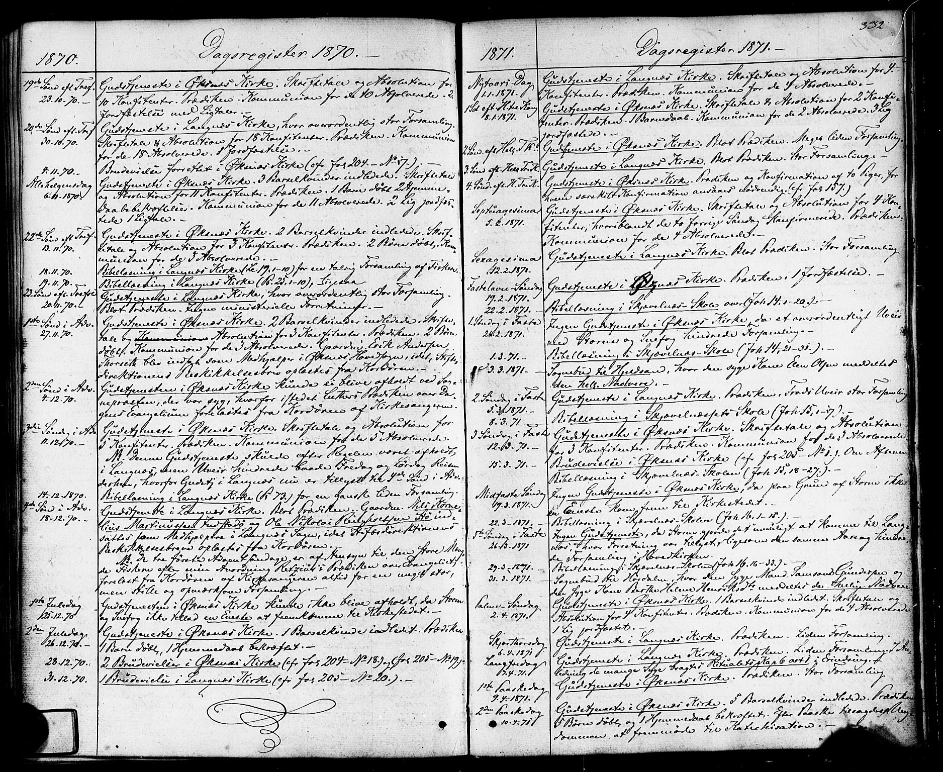 Ministerialprotokoller, klokkerbøker og fødselsregistre - Nordland, SAT/A-1459/893/L1334: Parish register (official) no. 893A07, 1867-1877, p. 332
