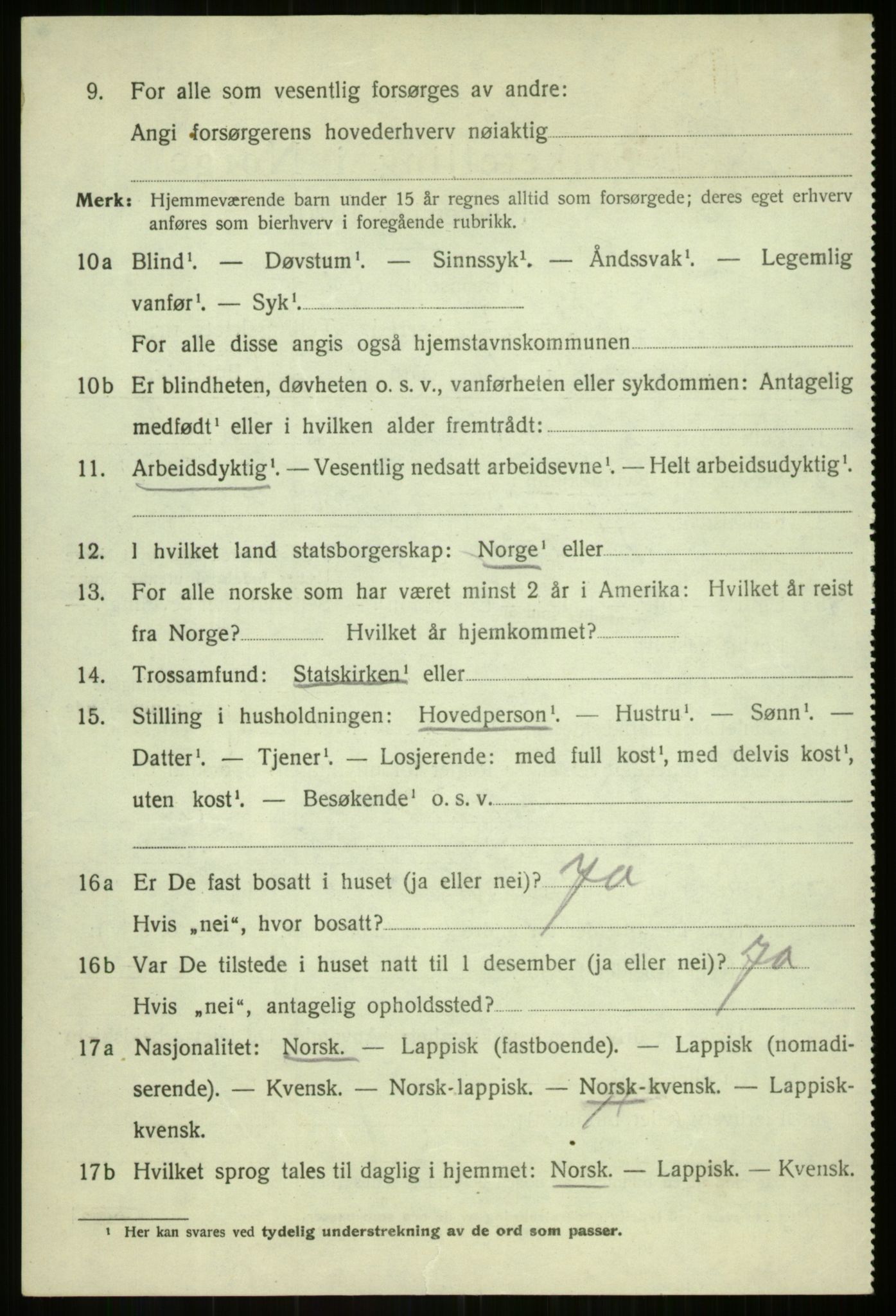 SATØ, 1920 census for Balsfjord, 1920, p. 3839