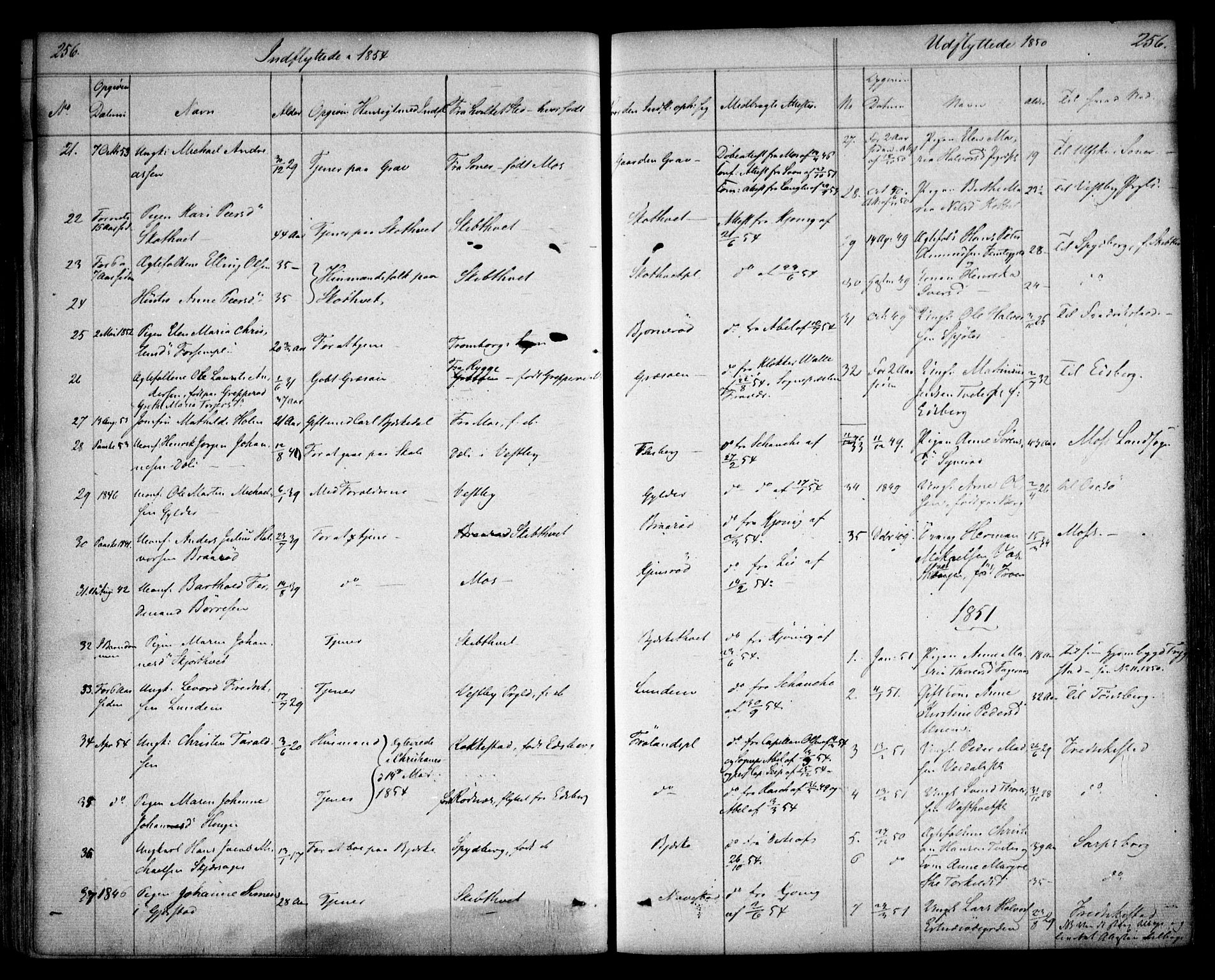 Våler prestekontor Kirkebøker, AV/SAO-A-11083/F/Fa/L0006: Parish register (official) no. I 6, 1840-1861, p. 256