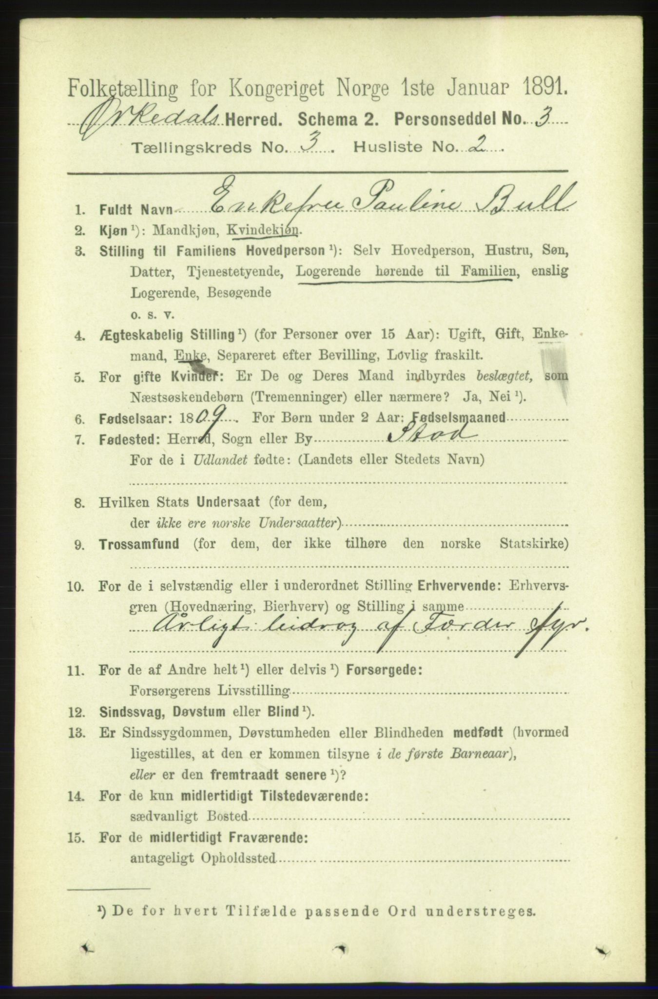 RA, 1891 census for 1638 Orkdal, 1891, p. 1486