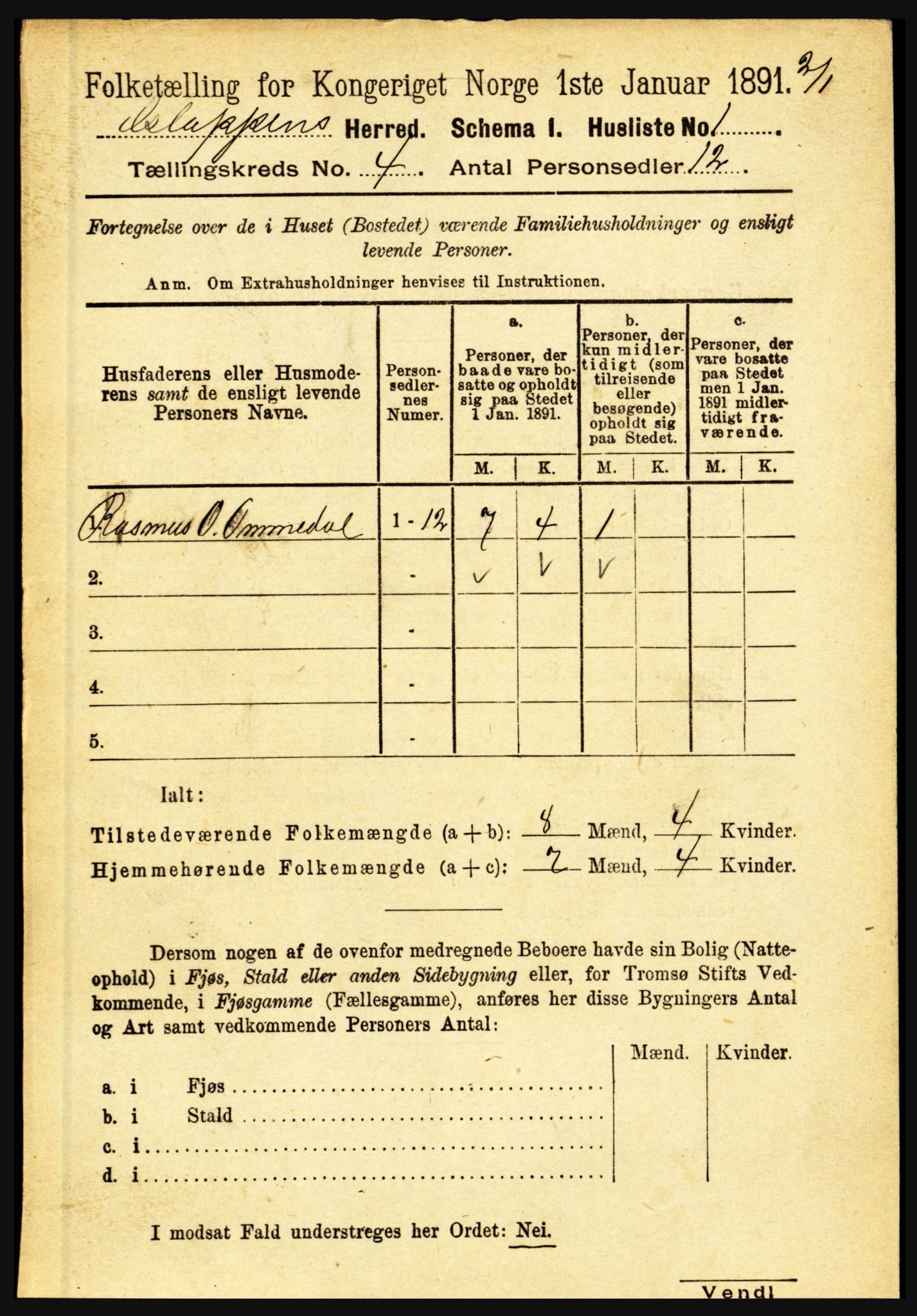 RA, 1891 census for 1445 Gloppen, 1891, p. 1637