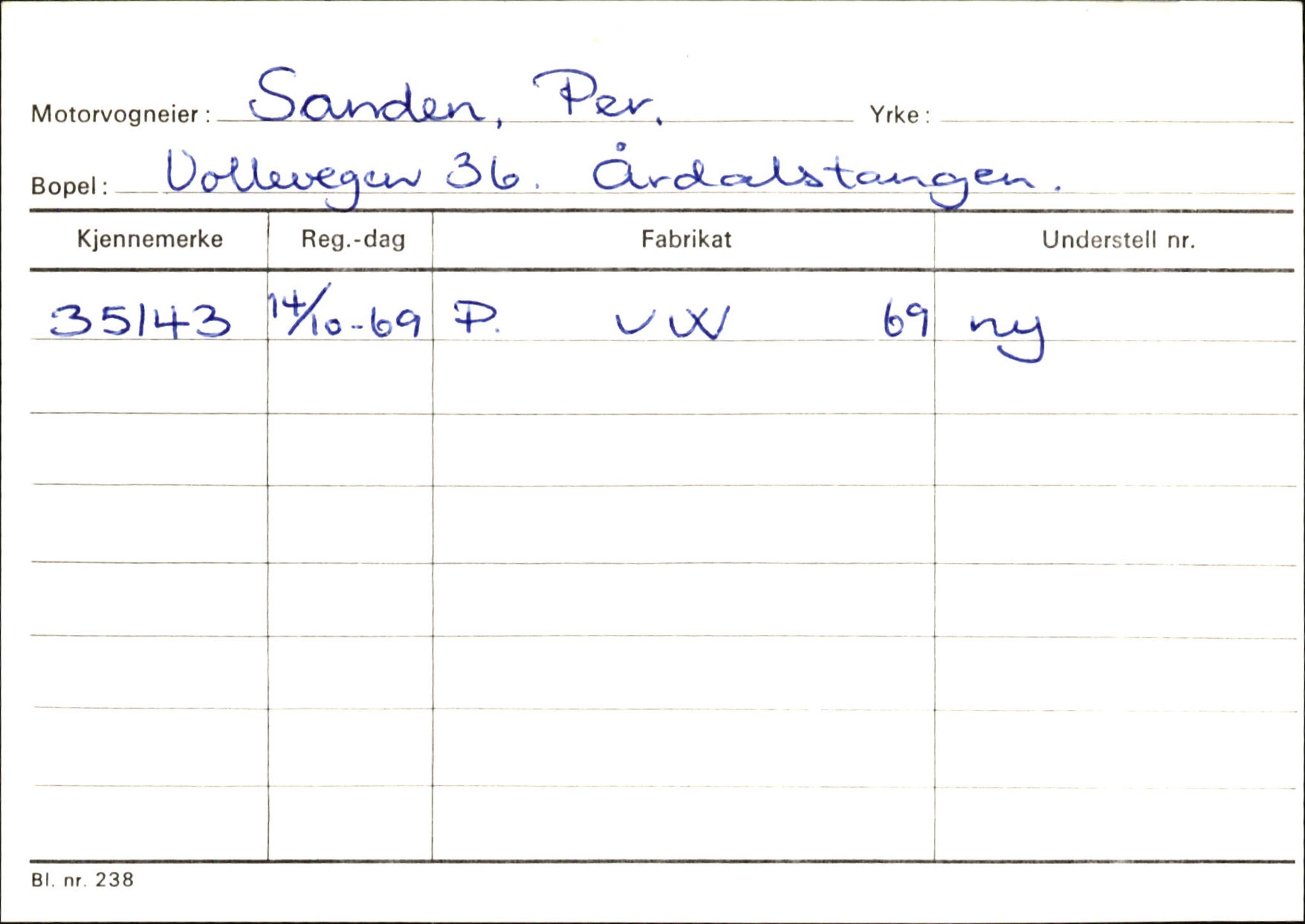 Statens vegvesen, Sogn og Fjordane vegkontor, AV/SAB-A-5301/4/F/L0146: Registerkort Årdal R-Å samt diverse kort, 1945-1975, p. 208