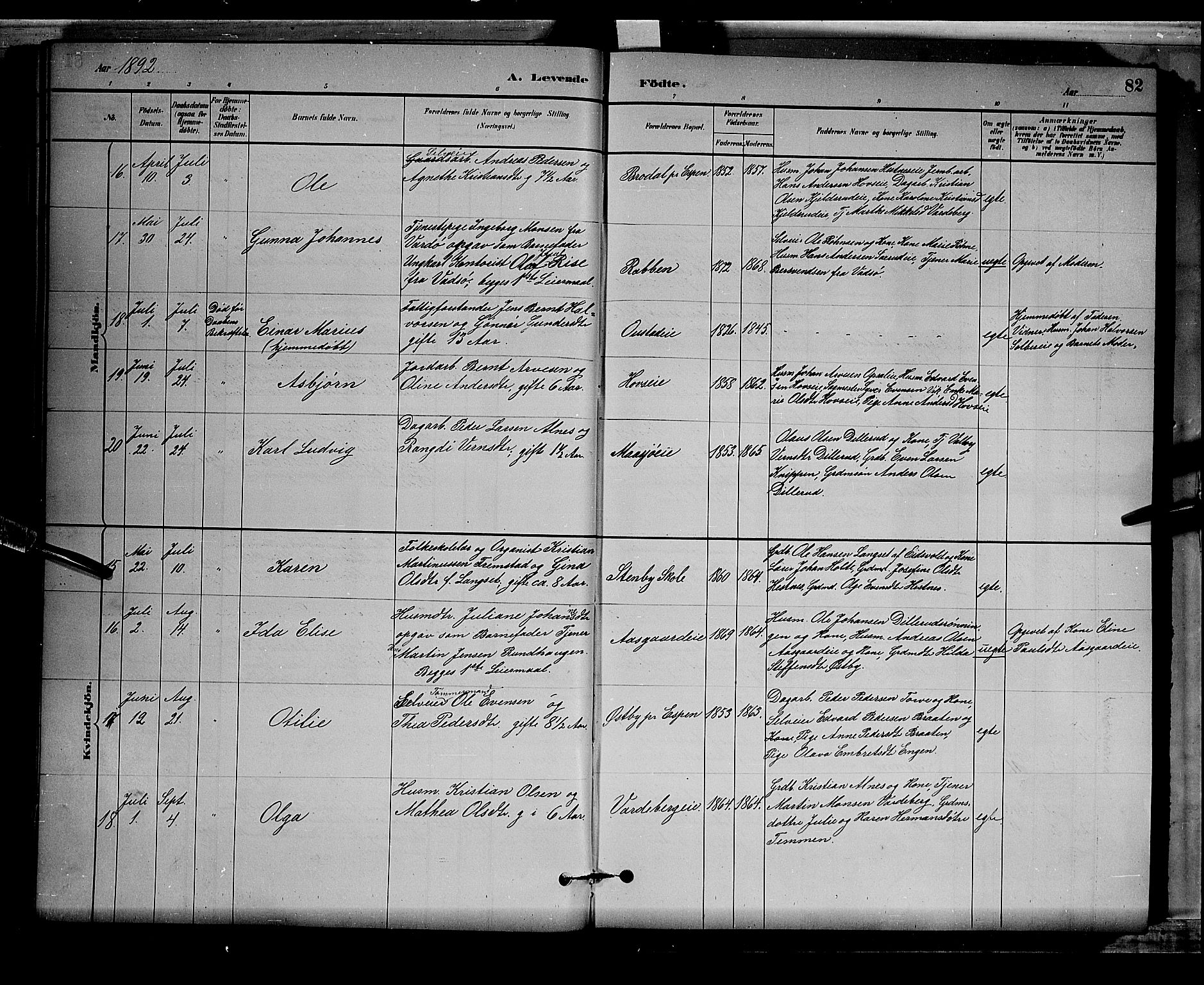 Stange prestekontor, AV/SAH-PREST-002/L/L0008: Parish register (copy) no. 8, 1882-1895, p. 82