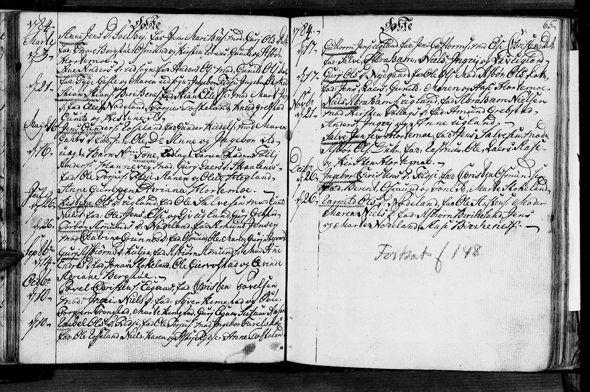 Søgne sokneprestkontor, SAK/1111-0037/F/Fa/Fab/L0004: Parish register (official) no. A 4, 1770-1822, p. 64-65