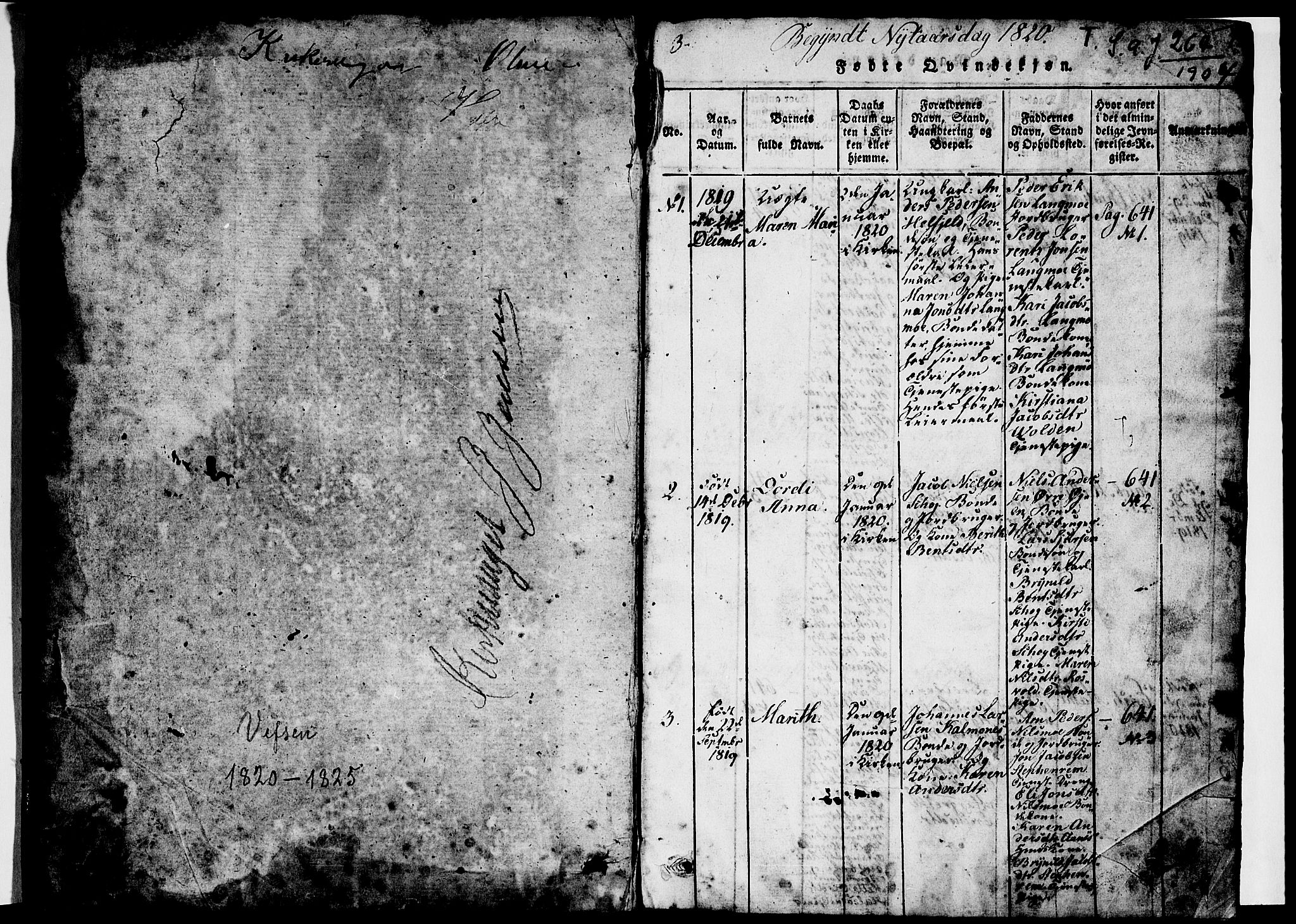 Ministerialprotokoller, klokkerbøker og fødselsregistre - Nordland, SAT/A-1459/820/L0299: Parish register (copy) no. 820C01, 1820-1825, p. 0-1