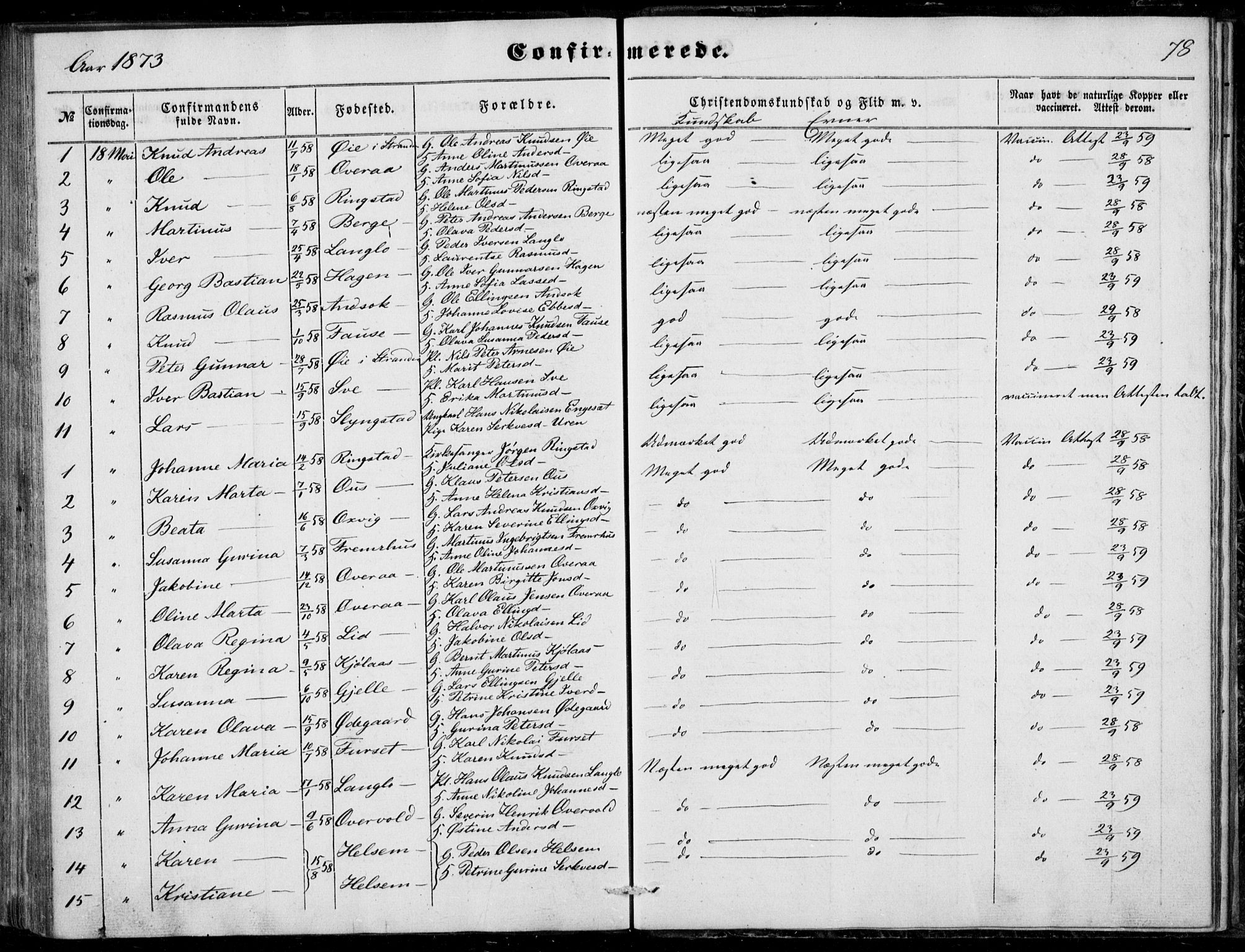 Ministerialprotokoller, klokkerbøker og fødselsregistre - Møre og Romsdal, AV/SAT-A-1454/520/L0281: Parish register (official) no. 520A10, 1851-1881, p. 78