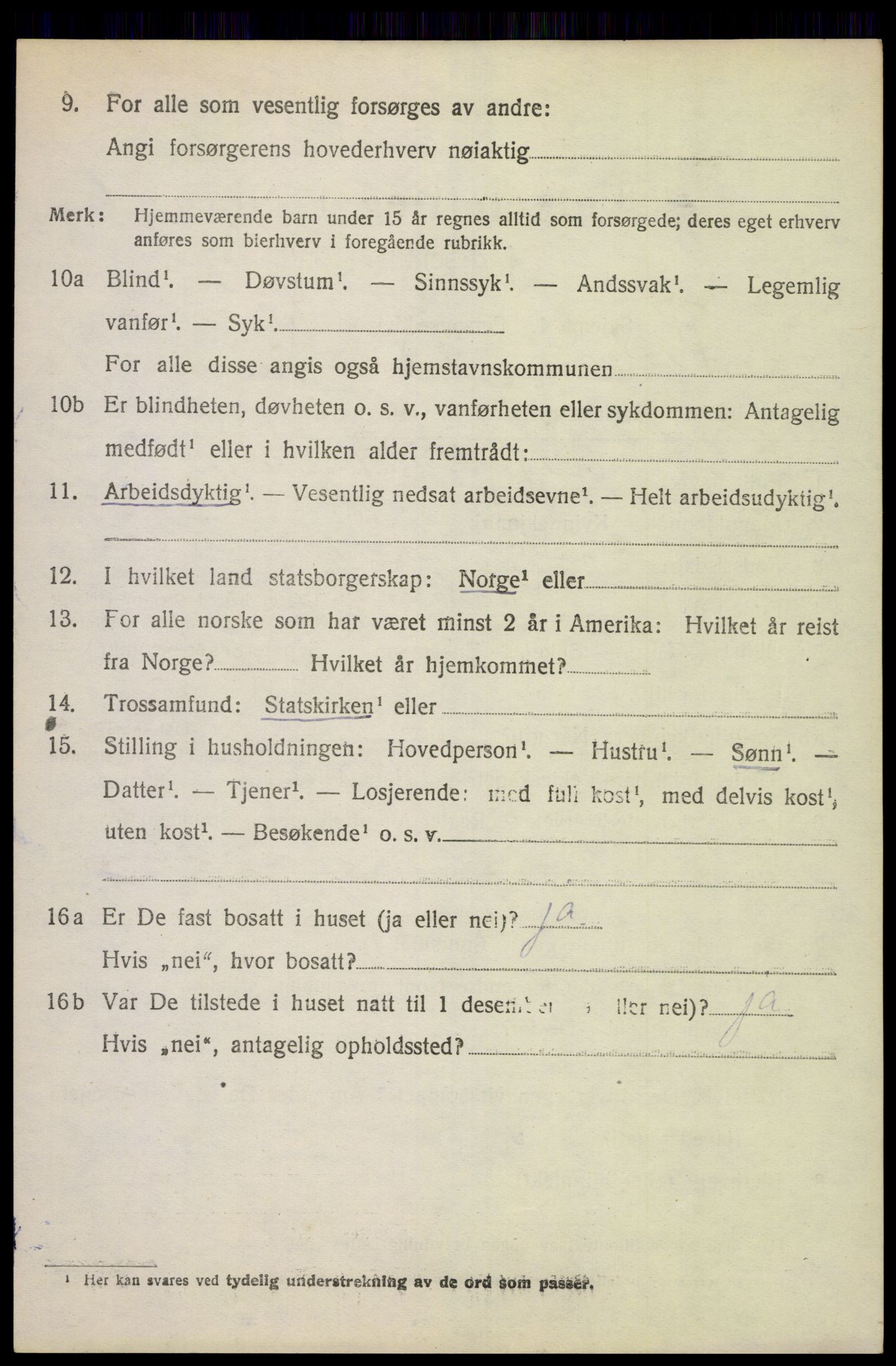 SAH, 1920 census for Fåberg, 1920, p. 3121