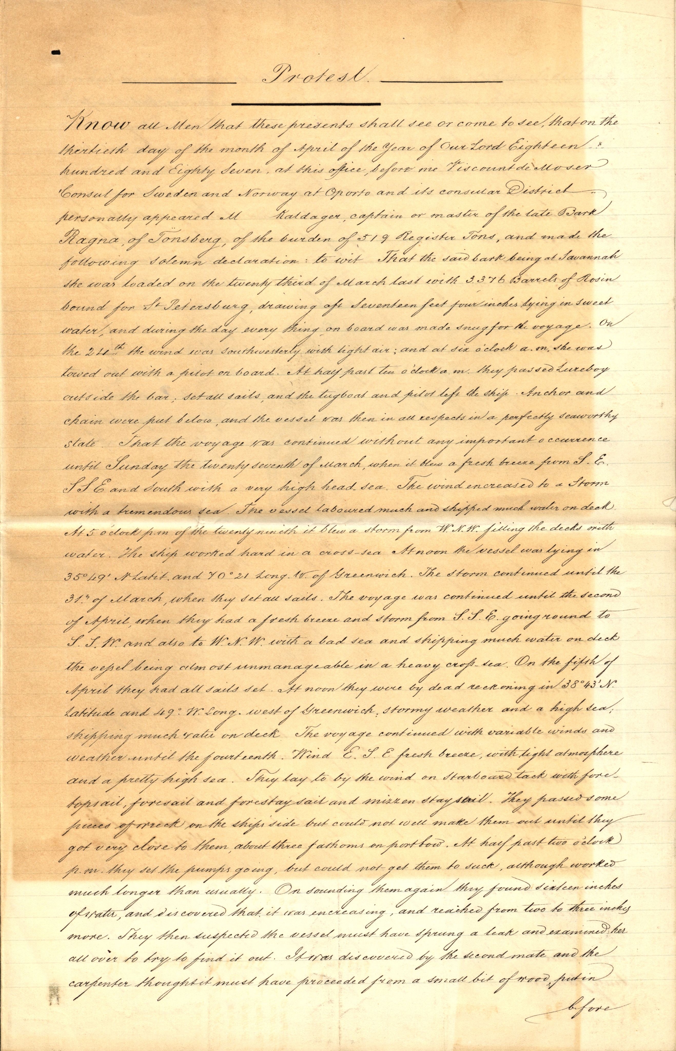 Pa 63 - Østlandske skibsassuranceforening, VEMU/A-1079/G/Ga/L0021/0002: Havaridokumenter / Isbaaden, Ragna, Sylphiden, Nyassa, 1887, p. 35