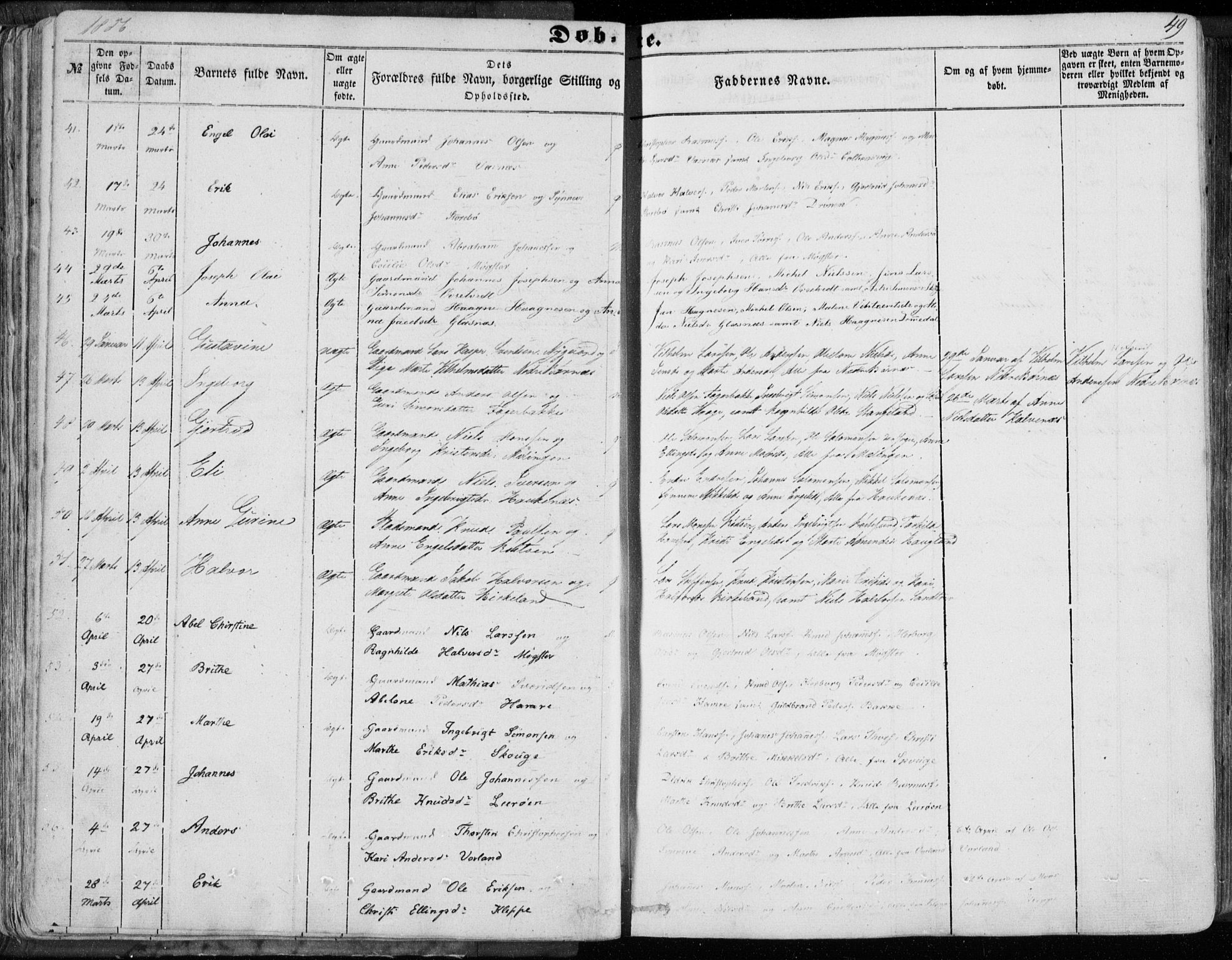 Sund sokneprestembete, SAB/A-99930: Parish register (official) no. A 14, 1850-1866, p. 49