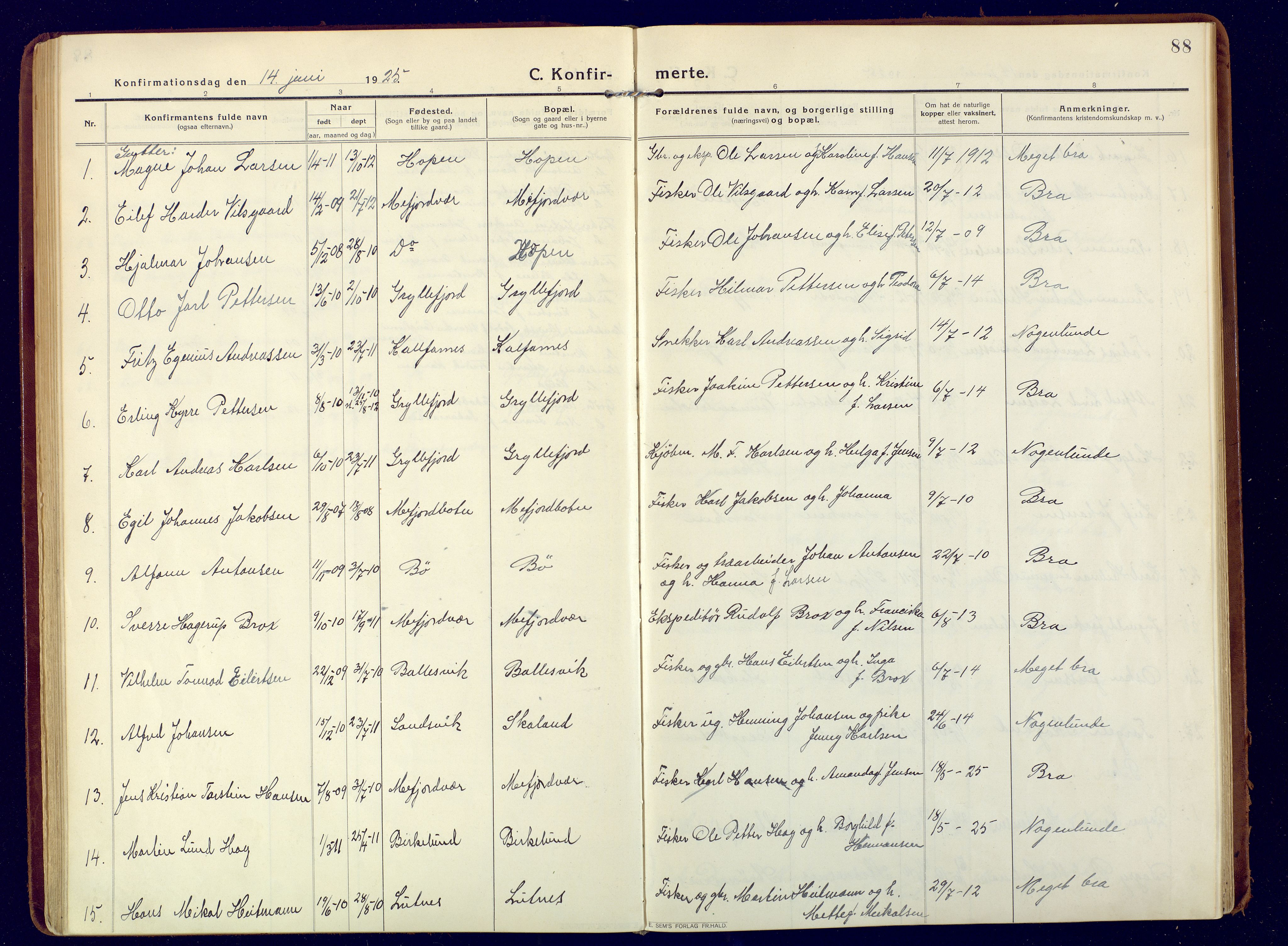 Berg sokneprestkontor, AV/SATØ-S-1318/G/Ga/Gaa/L0009kirke: Parish register (official) no. 9, 1916-1928, p. 88