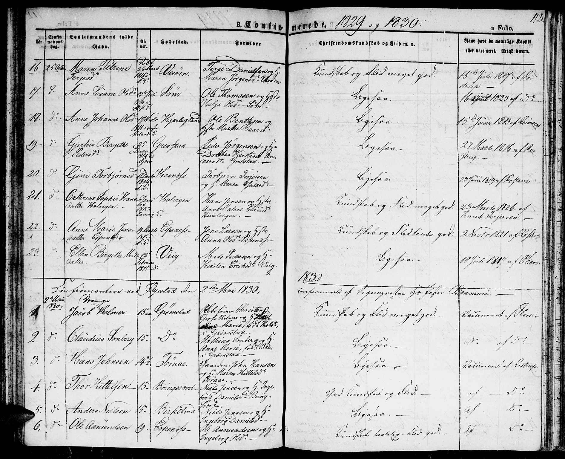 Fjære sokneprestkontor, SAK/1111-0011/F/Fa/L0002: Parish register (official) no. A 2, 1827-1839, p. 113