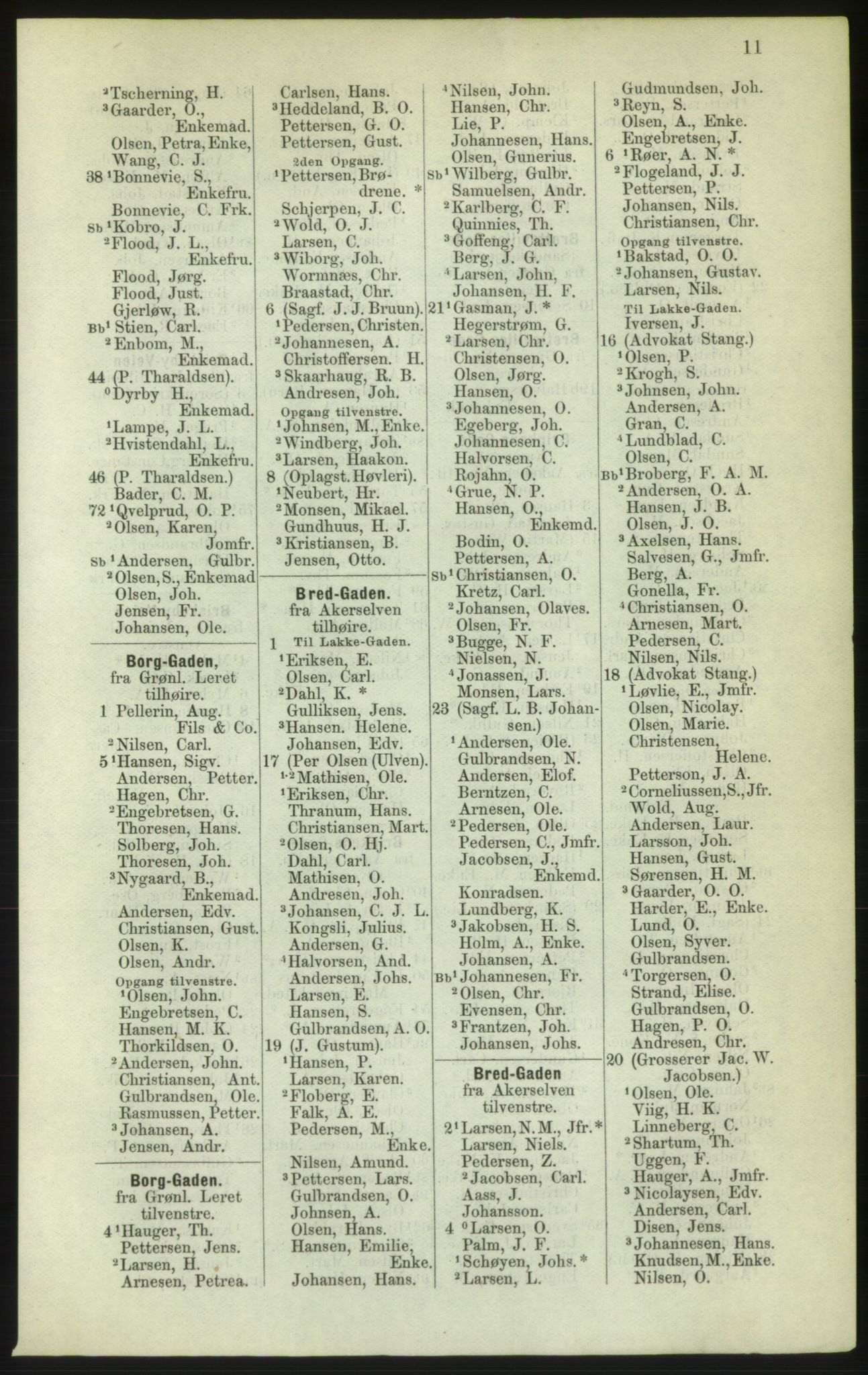 Kristiania/Oslo adressebok, PUBL/-, 1882, p. 11