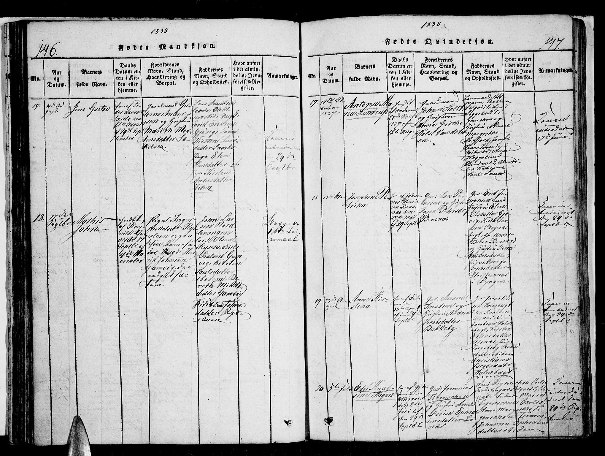 Karlsøy sokneprestembete, SATØ/S-1299/H/Ha/Haa/L0002kirke: Parish register (official) no. 2, 1823-1842, p. 146-147