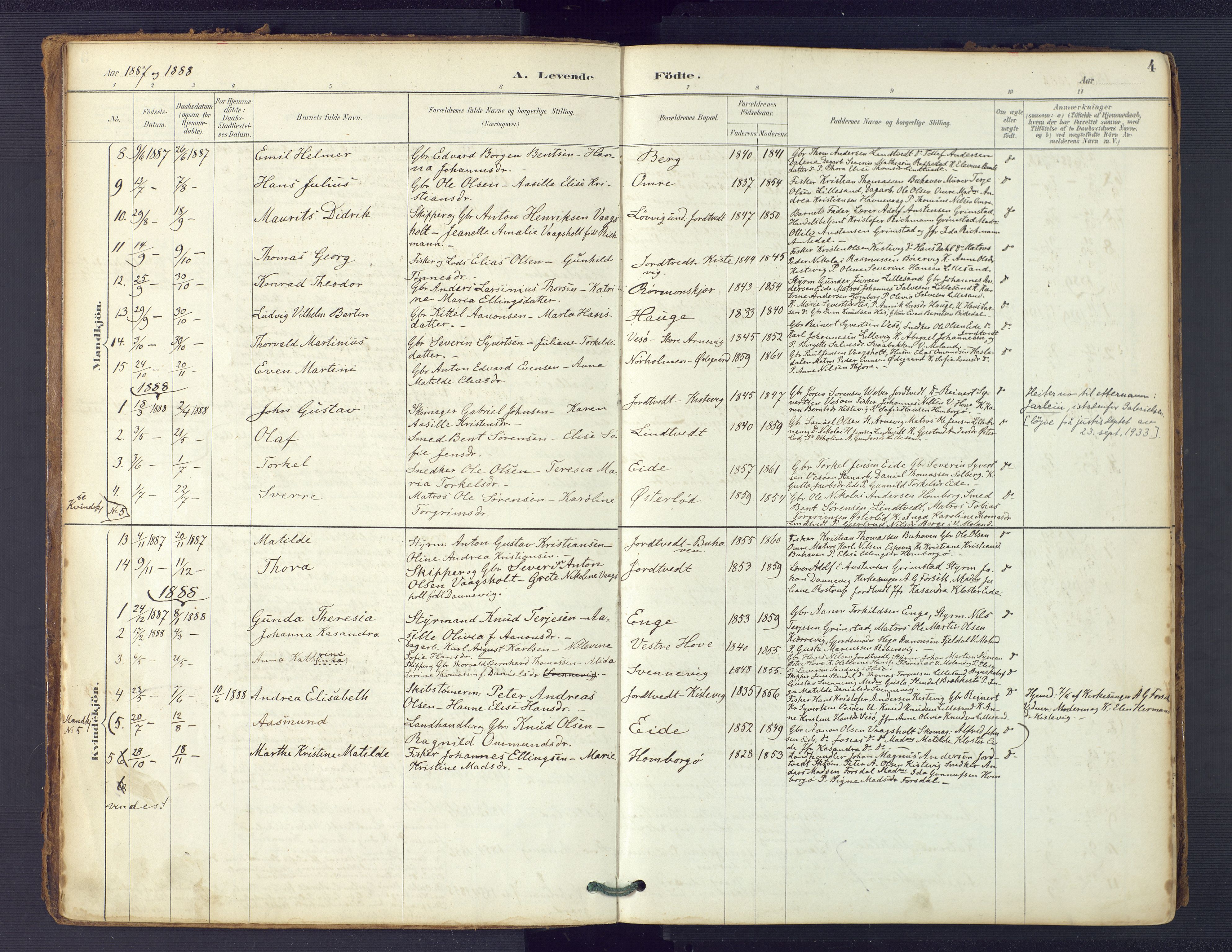 Hommedal sokneprestkontor, AV/SAK-1111-0023/F/Fa/Faa/L0003: Parish register (official) no. A 3, 1885-1916, p. 4