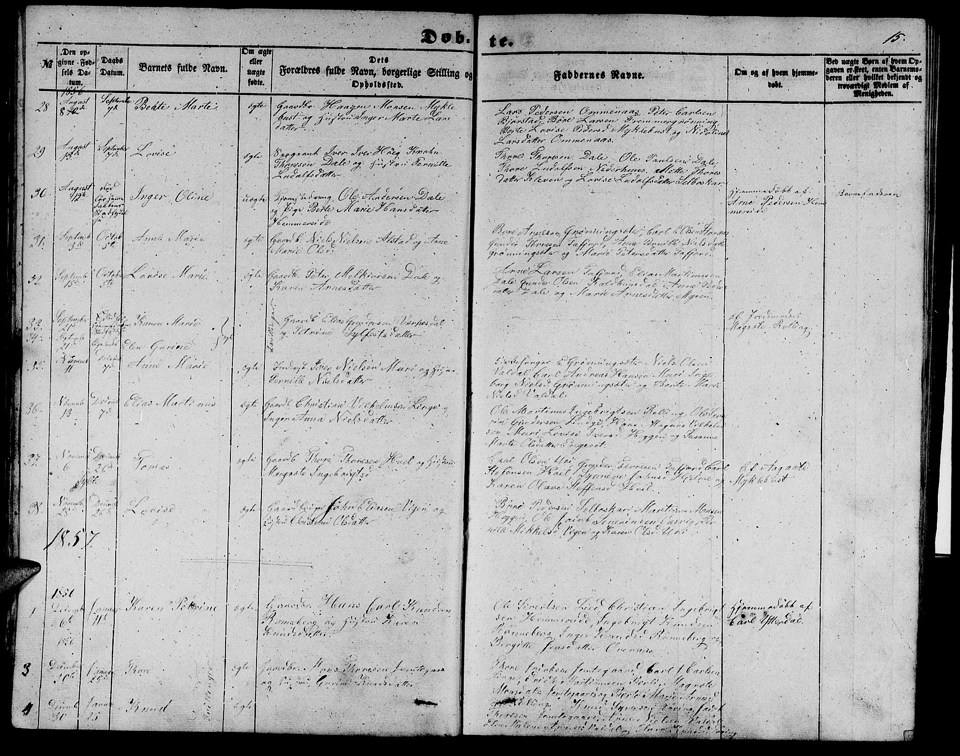 Ministerialprotokoller, klokkerbøker og fødselsregistre - Møre og Romsdal, SAT/A-1454/519/L0261: Parish register (copy) no. 519C02, 1854-1867, p. 15
