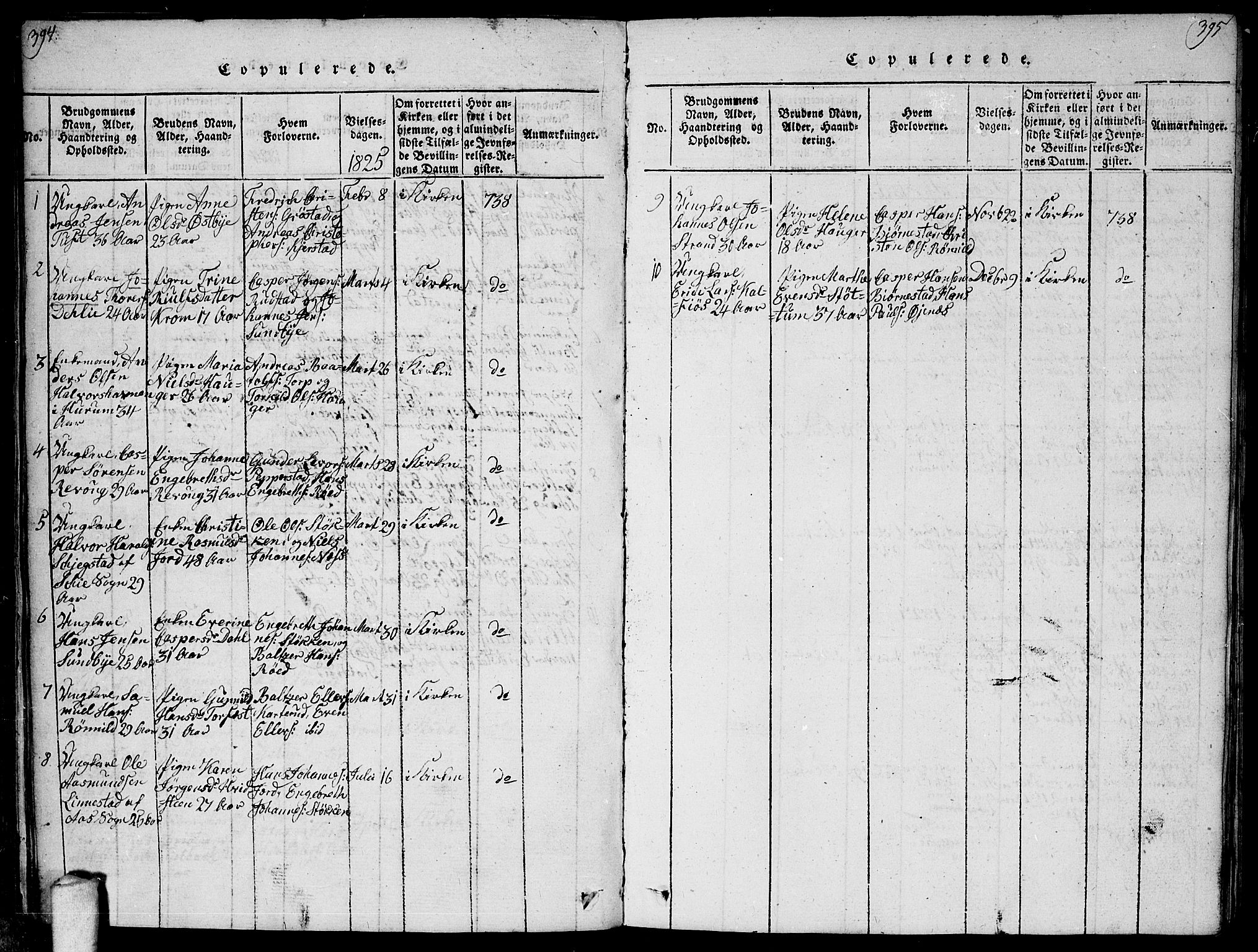 Vestby prestekontor Kirkebøker, AV/SAO-A-10893/F/Fa/L0005: Parish register (official) no. I 5, 1814-1827, p. 394-395