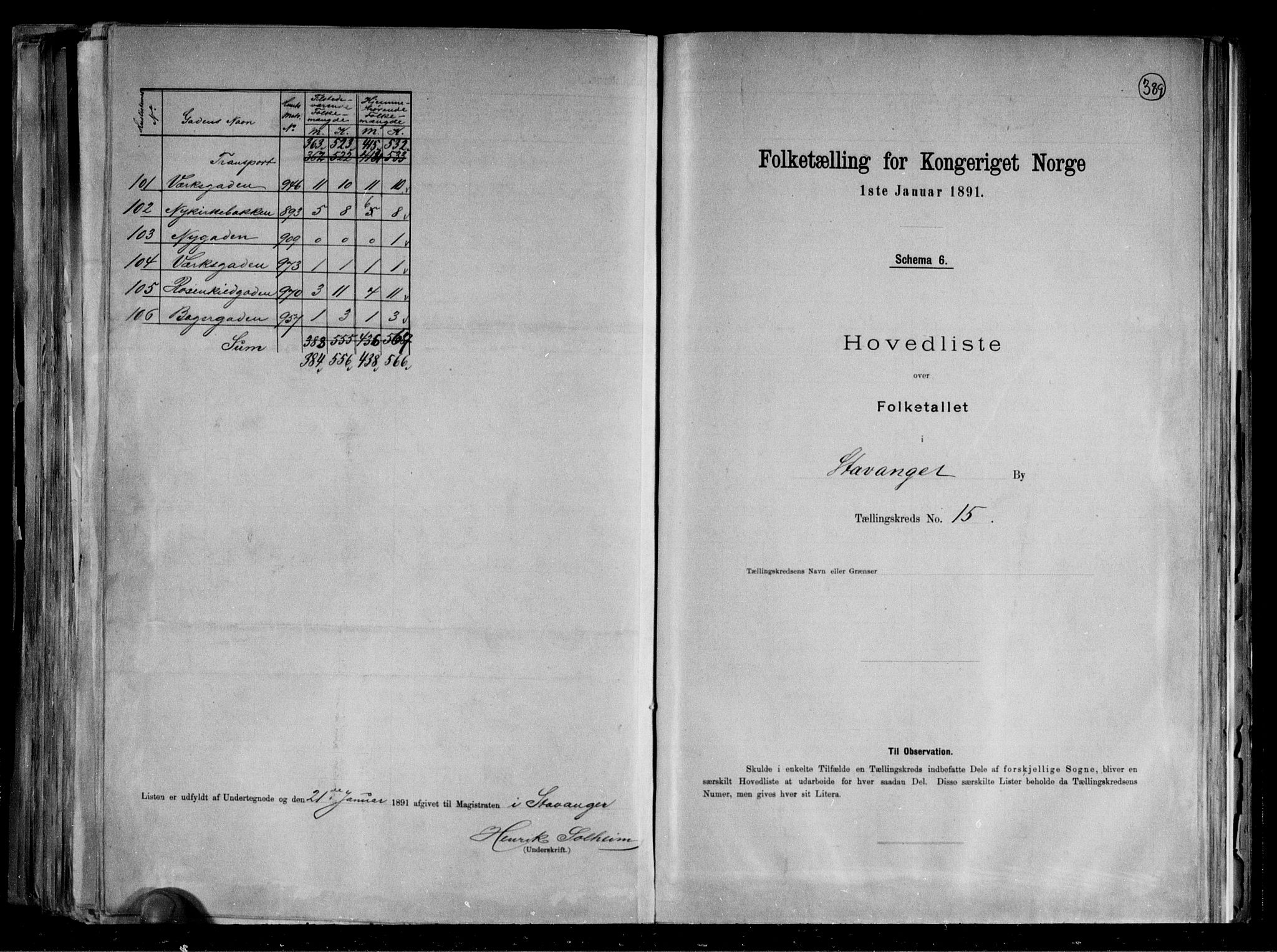 RA, 1891 census for 1103 Stavanger, 1891, p. 36